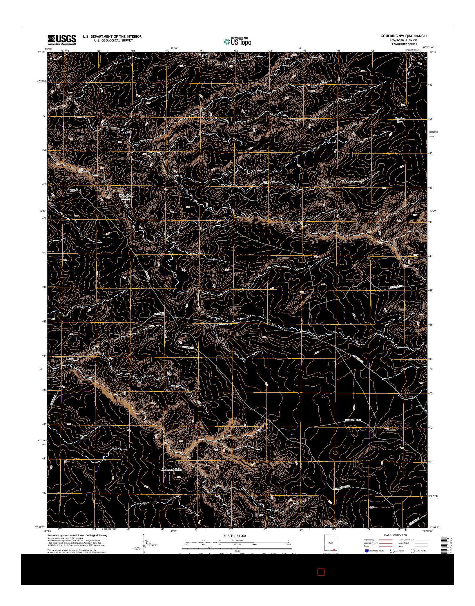 USGS US TOPO 7.5-MINUTE MAP FOR GOULDING NW, UT 2014