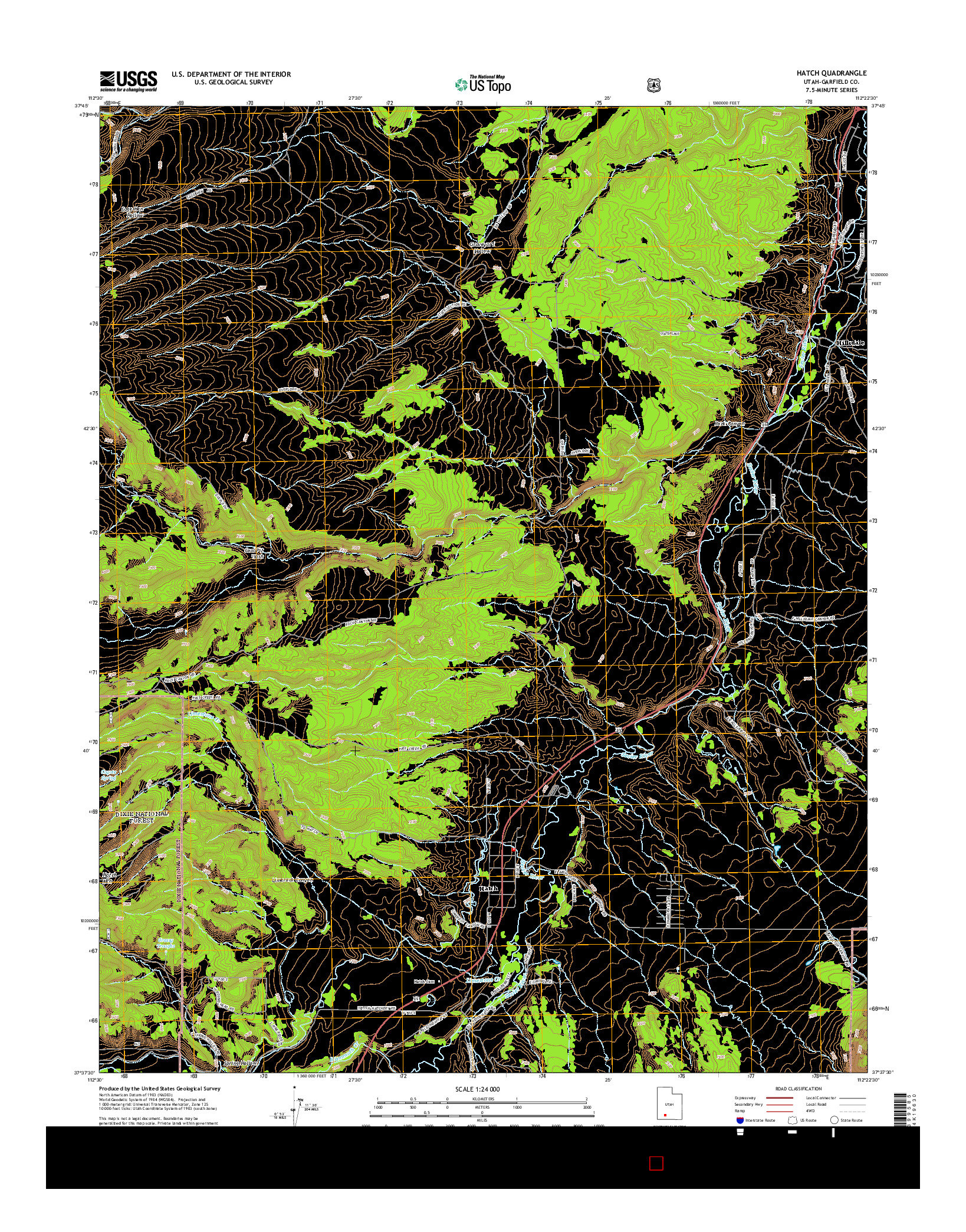 USGS US TOPO 7.5-MINUTE MAP FOR HATCH, UT 2014