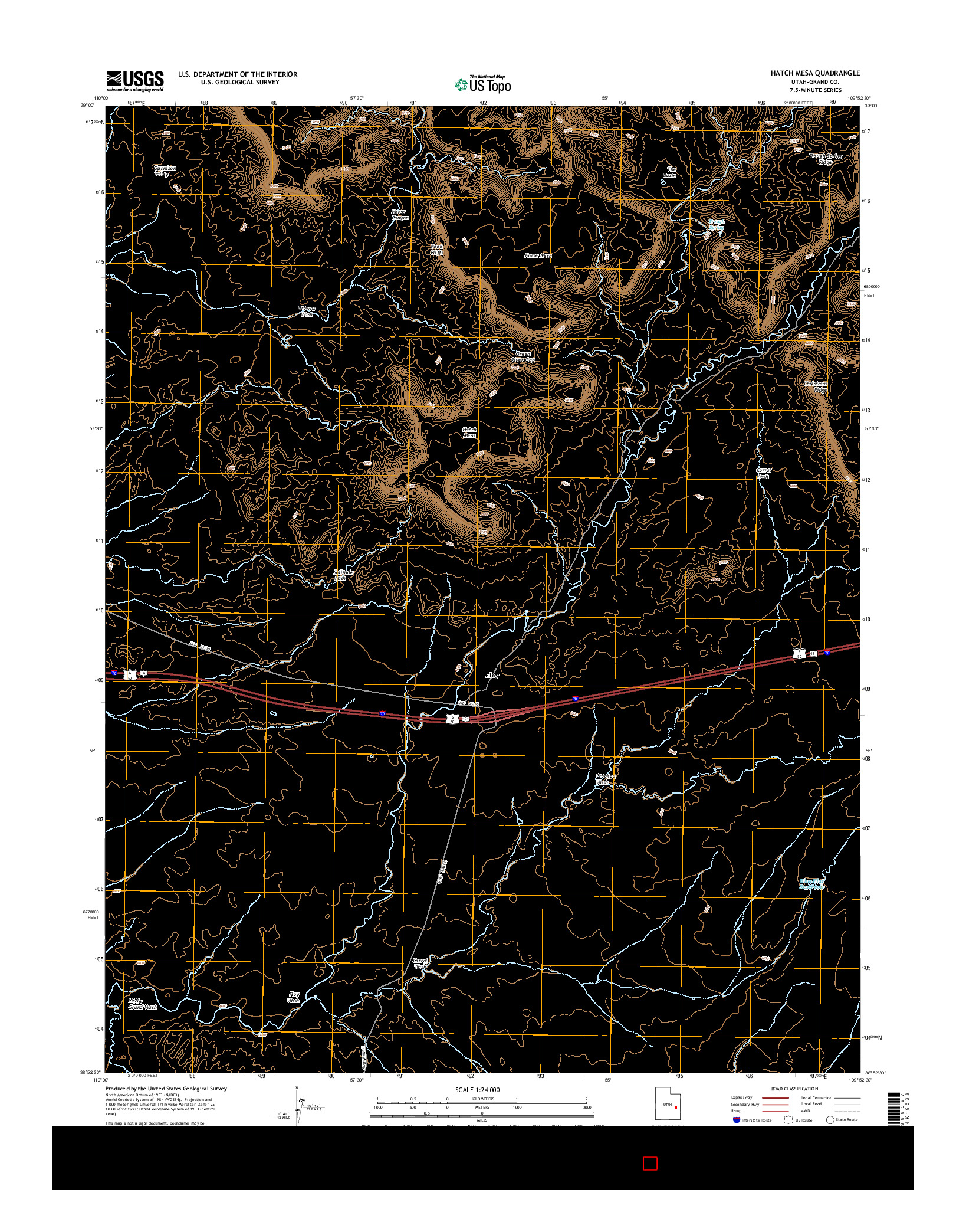 USGS US TOPO 7.5-MINUTE MAP FOR HATCH MESA, UT 2014