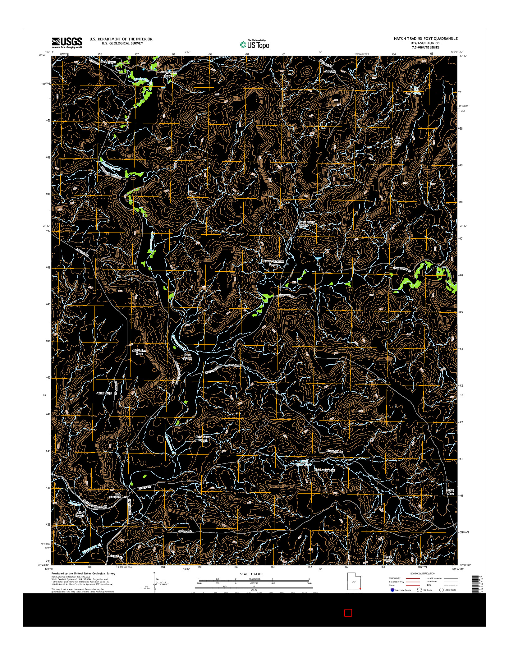 USGS US TOPO 7.5-MINUTE MAP FOR HATCH TRADING POST, UT 2014