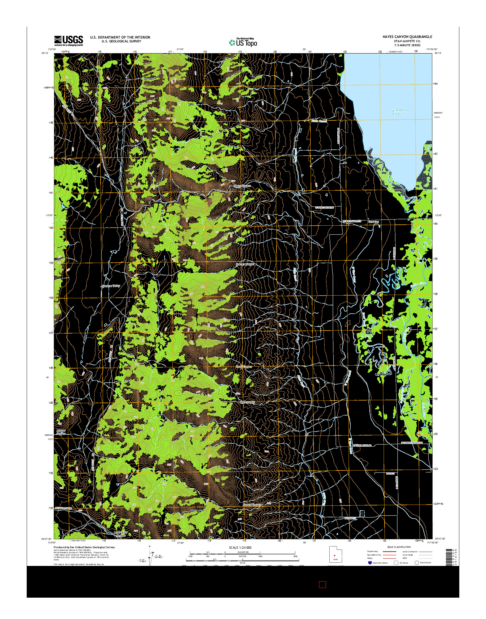 USGS US TOPO 7.5-MINUTE MAP FOR HAYES CANYON, UT 2014