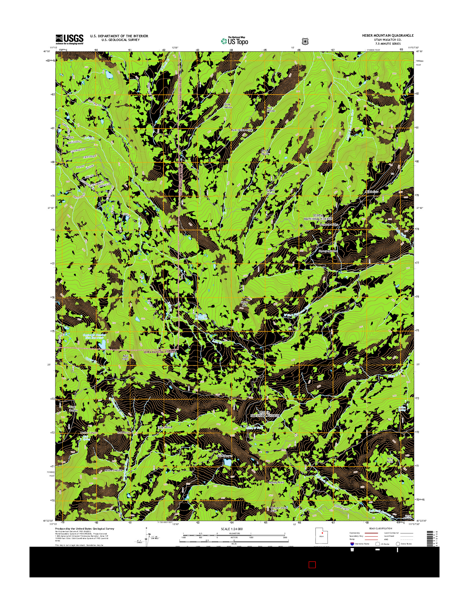 USGS US TOPO 7.5-MINUTE MAP FOR HEBER MOUNTAIN, UT 2014