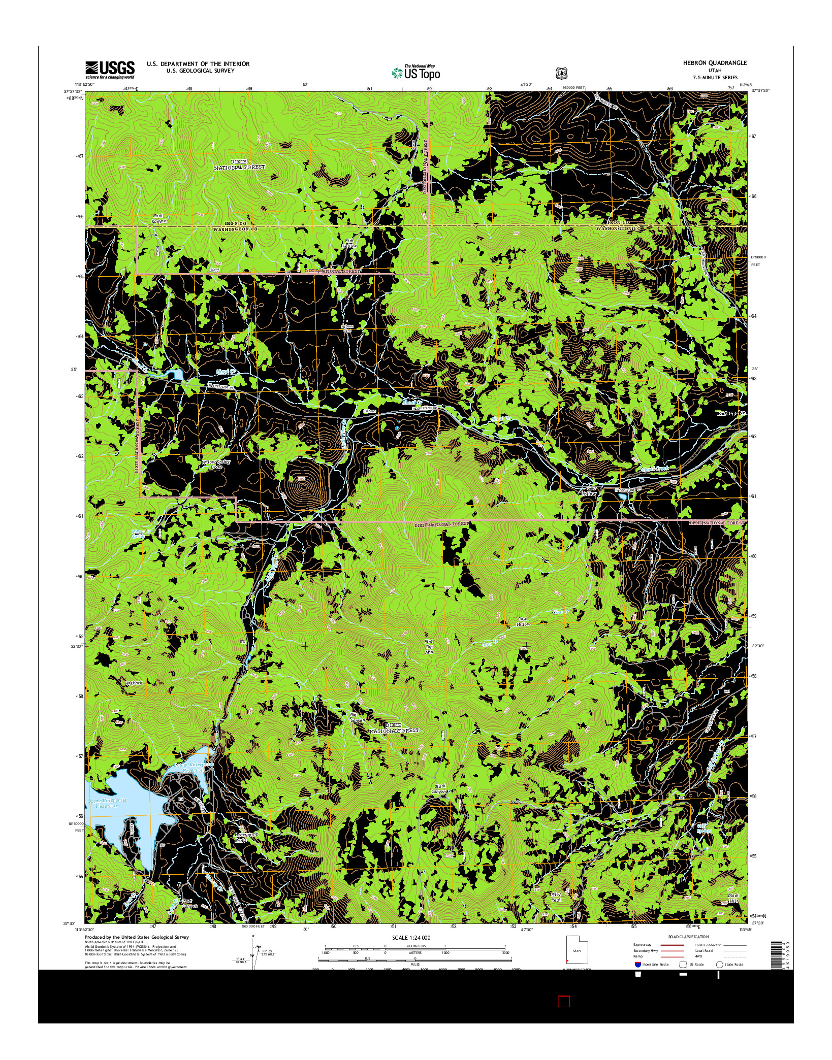 USGS US TOPO 7.5-MINUTE MAP FOR HEBRON, UT 2014