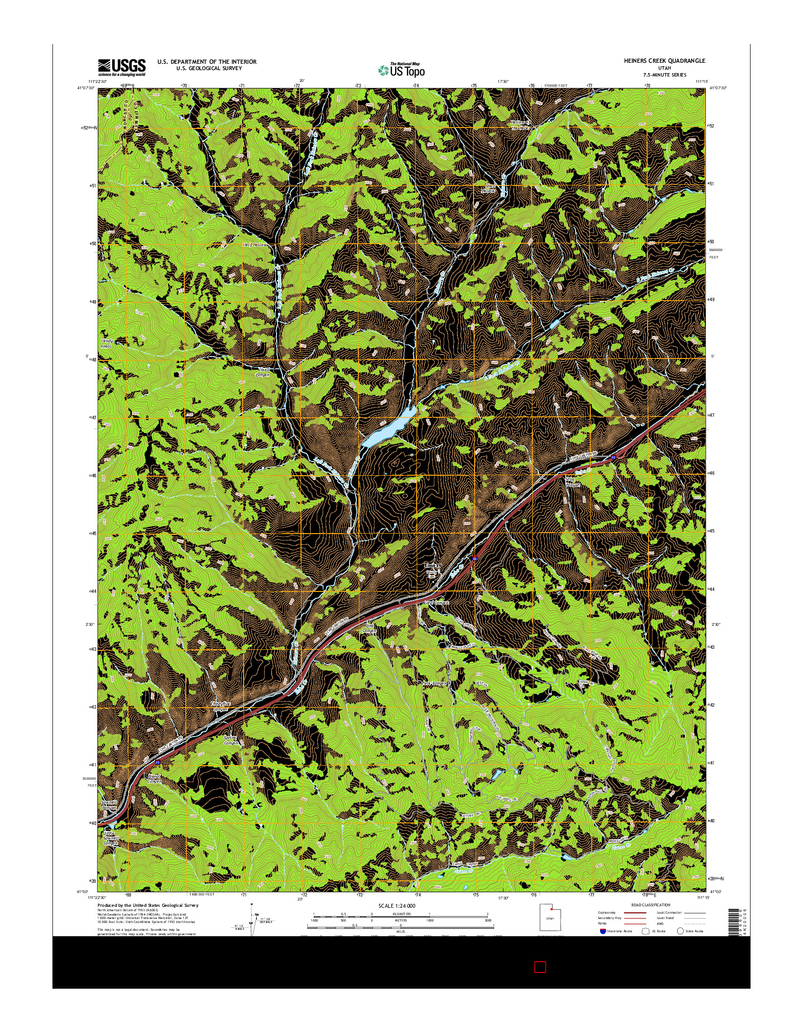 USGS US TOPO 7.5-MINUTE MAP FOR HEINERS CREEK, UT 2014