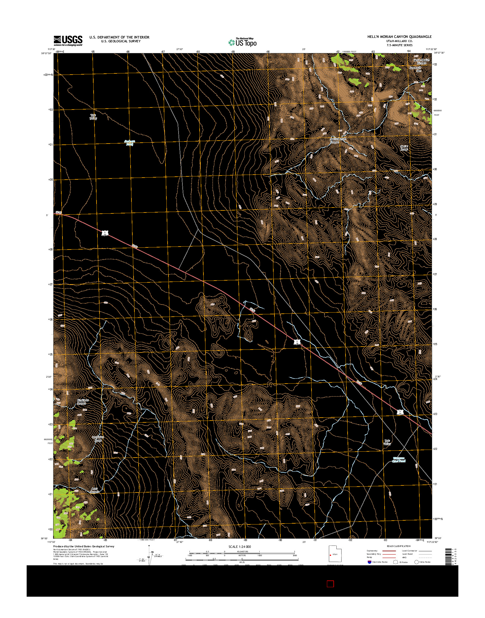 USGS US TOPO 7.5-MINUTE MAP FOR HELL'N MORIAH CANYON, UT 2014