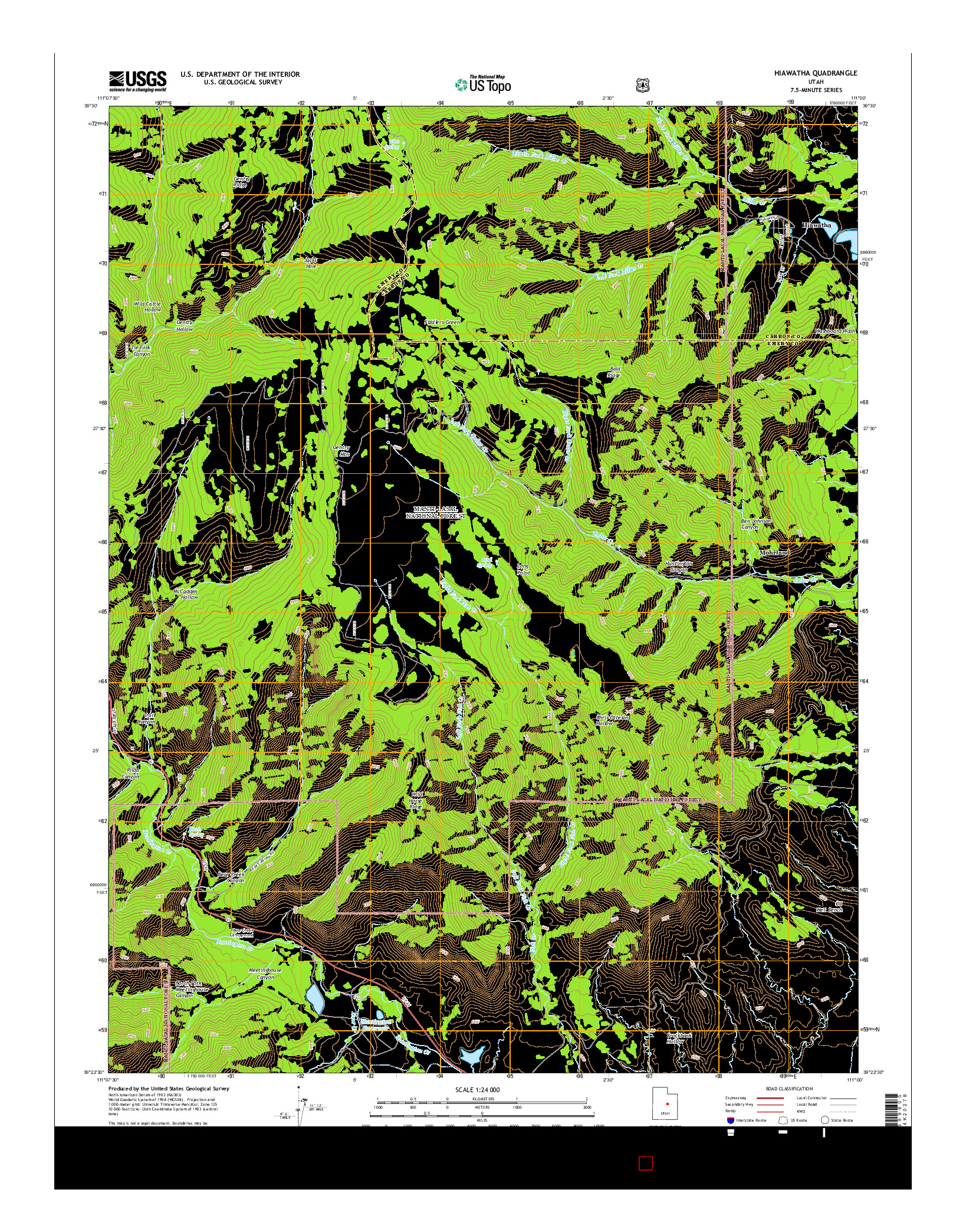 USGS US TOPO 7.5-MINUTE MAP FOR HIAWATHA, UT 2014