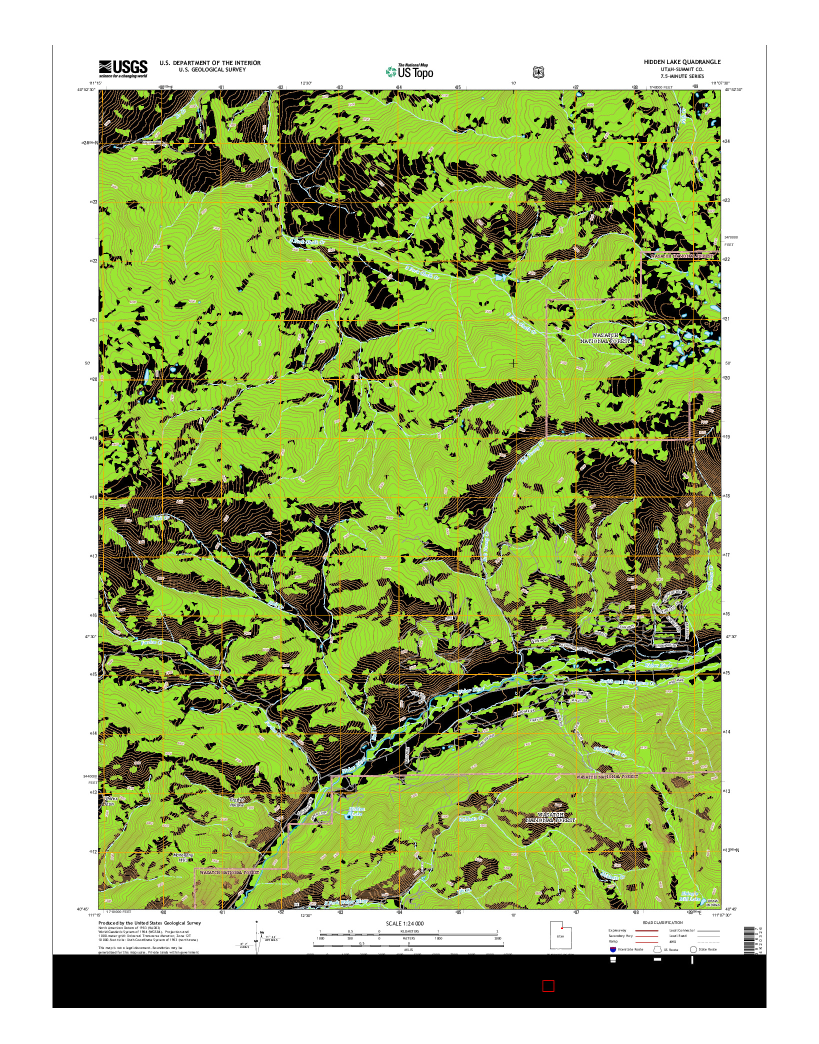 USGS US TOPO 7.5-MINUTE MAP FOR HIDDEN LAKE, UT 2014