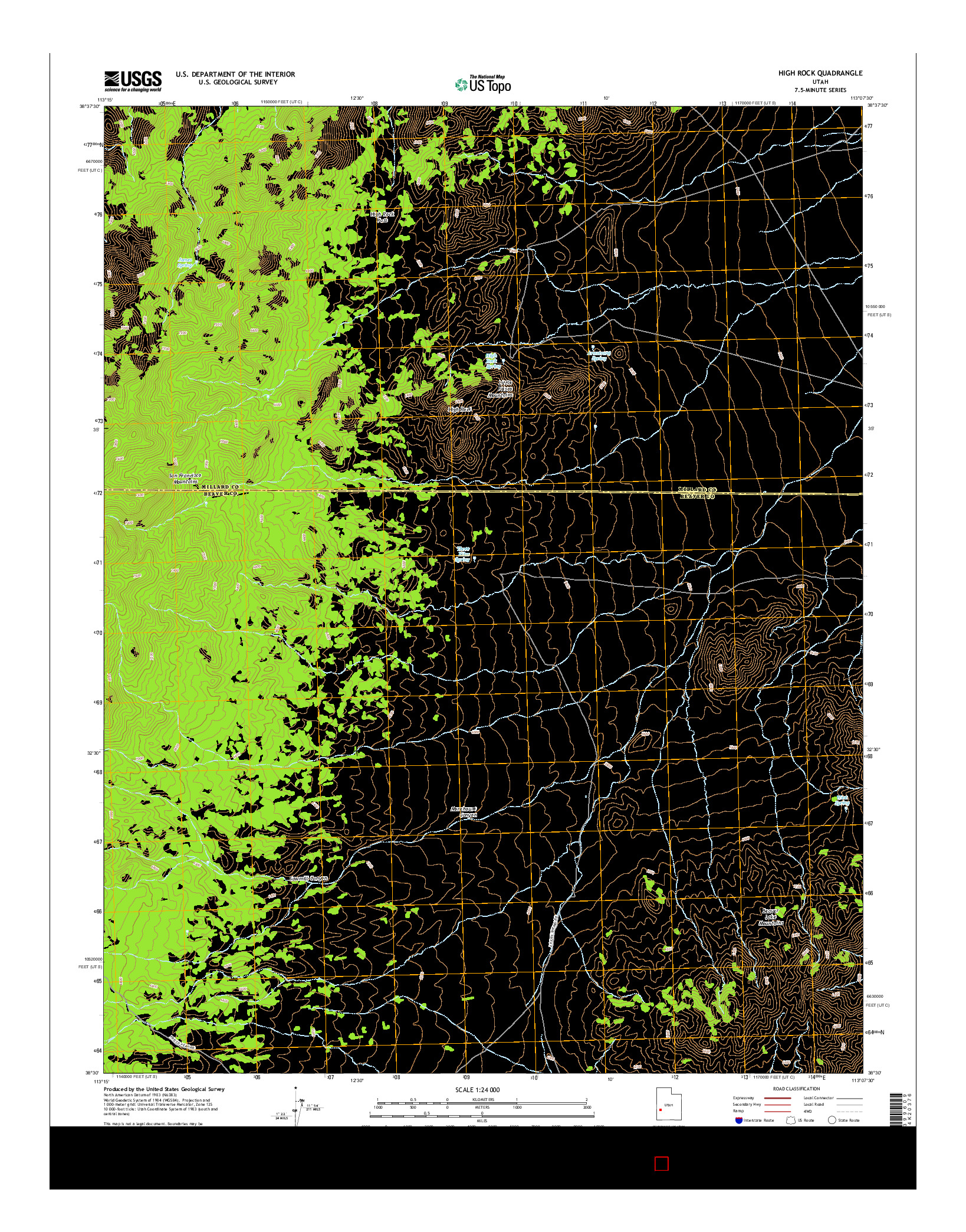 USGS US TOPO 7.5-MINUTE MAP FOR HIGH ROCK, UT 2014