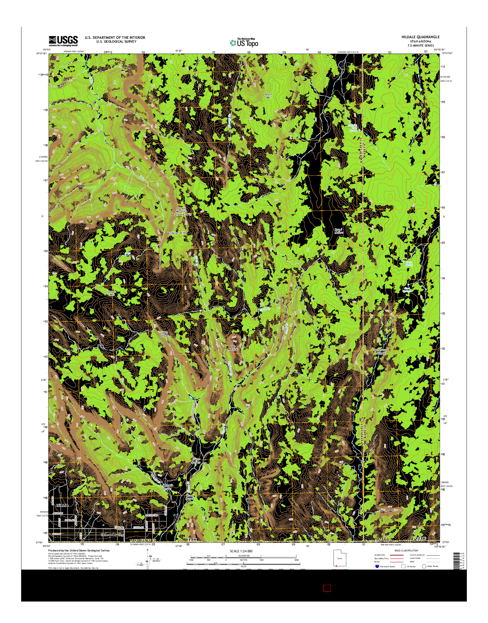 USGS US TOPO 7.5-MINUTE MAP FOR HILDALE, UT-AZ 2014
