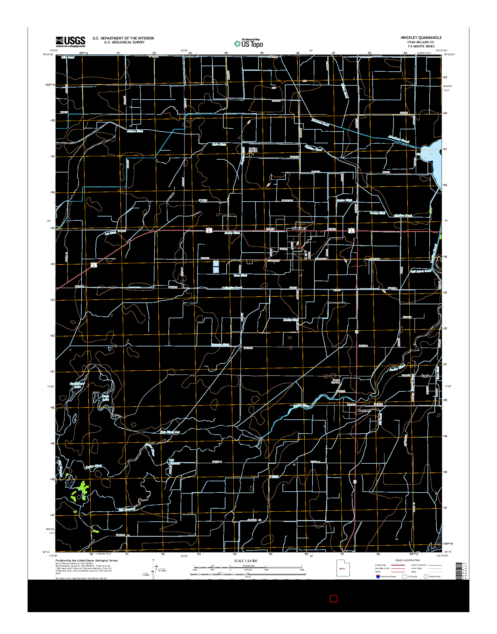 USGS US TOPO 7.5-MINUTE MAP FOR HINCKLEY, UT 2014