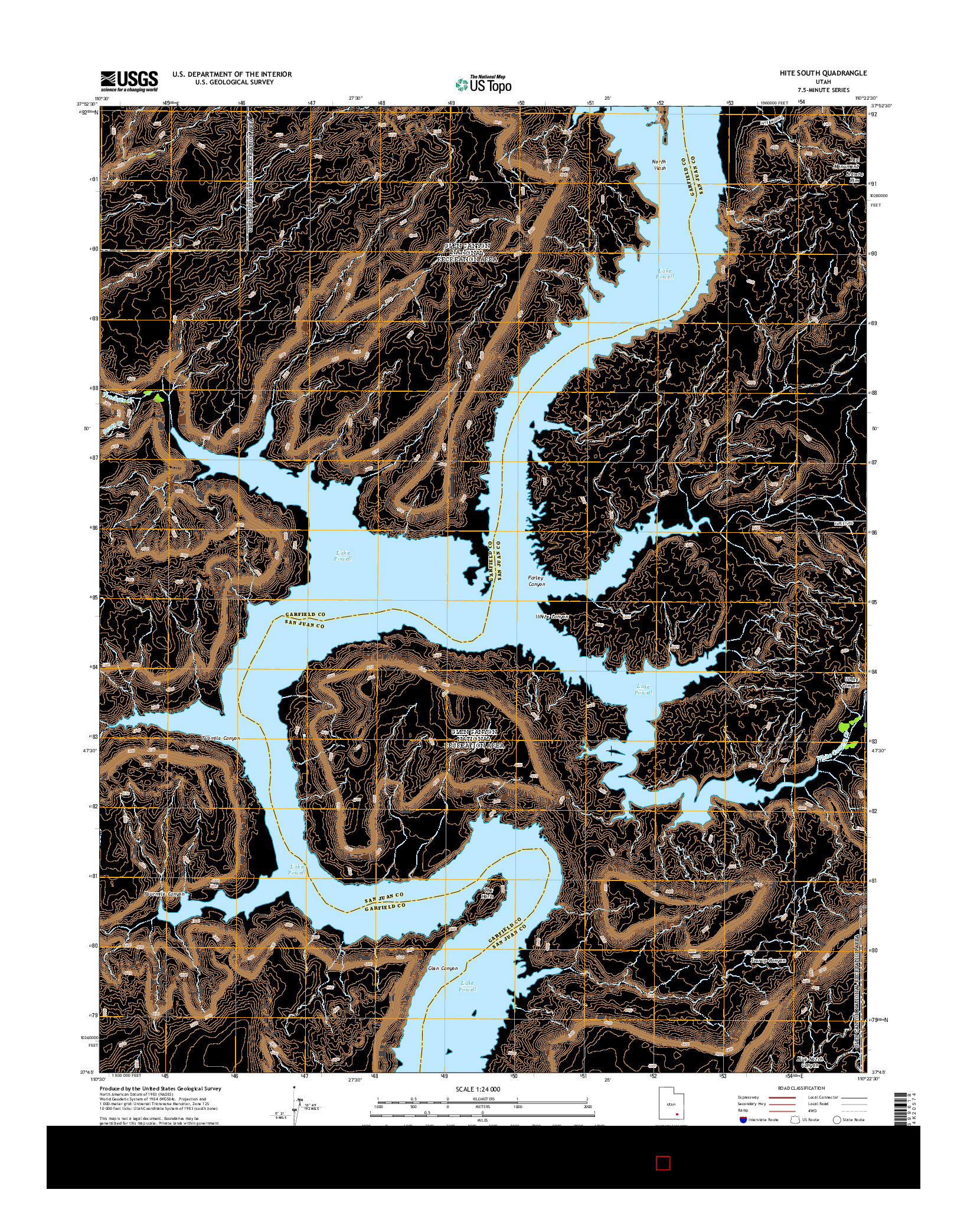 USGS US TOPO 7.5-MINUTE MAP FOR HITE SOUTH, UT 2014