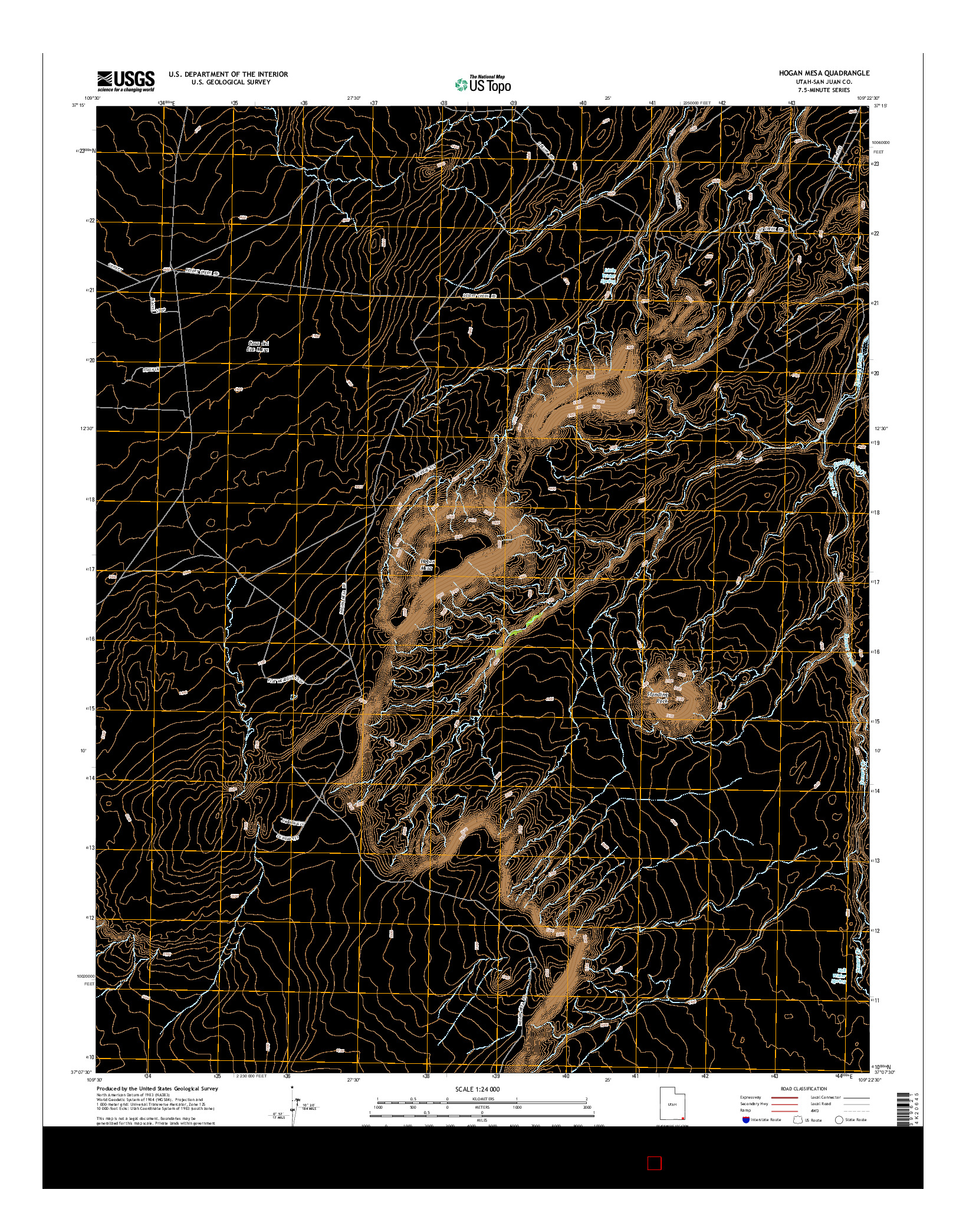 USGS US TOPO 7.5-MINUTE MAP FOR HOGAN MESA, UT 2014