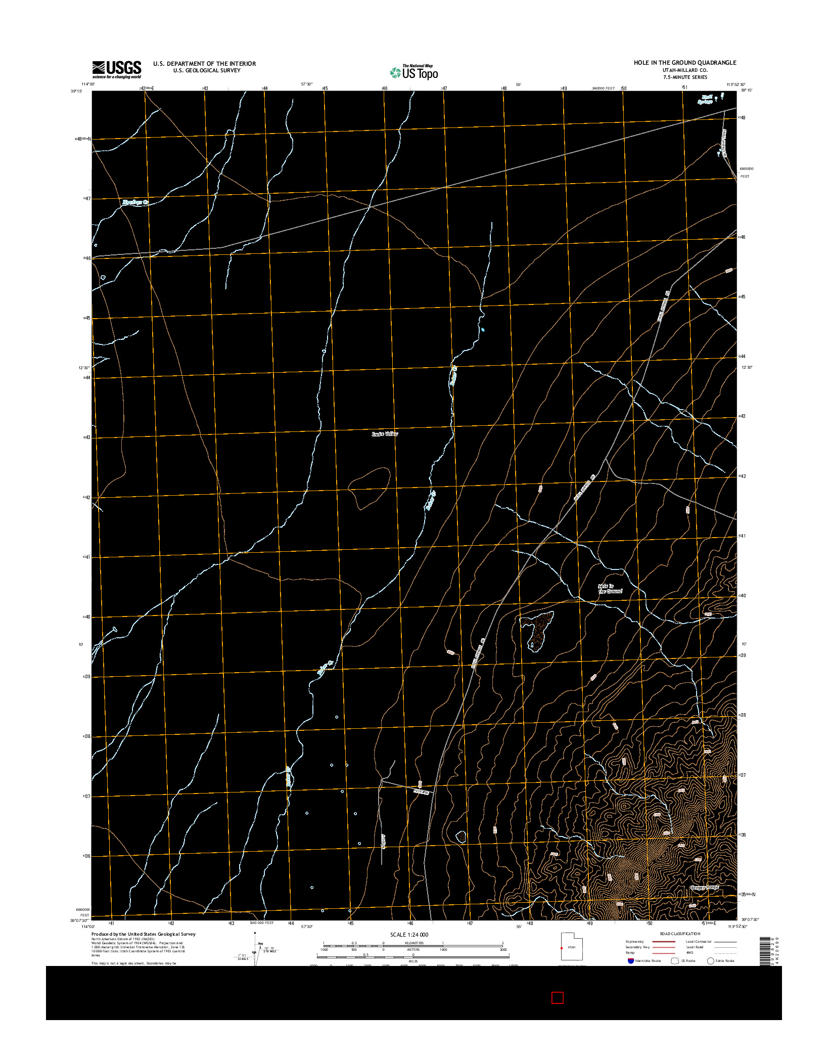 USGS US TOPO 7.5-MINUTE MAP FOR HOLE IN THE GROUND, UT 2014