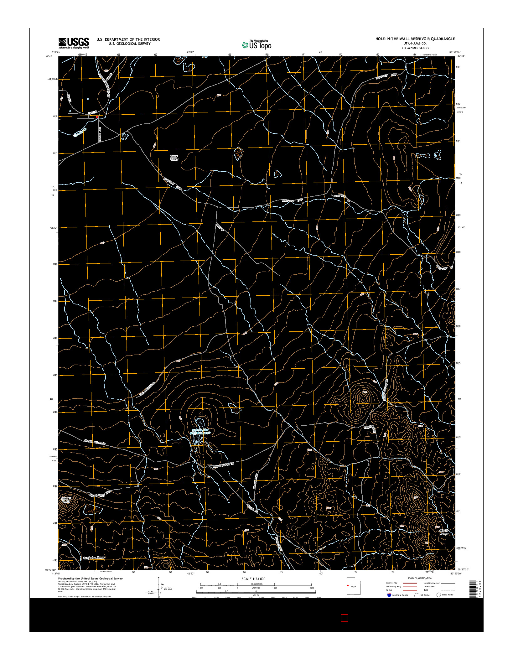 USGS US TOPO 7.5-MINUTE MAP FOR HOLE-IN-THE-WALL RESERVOIR, UT 2014