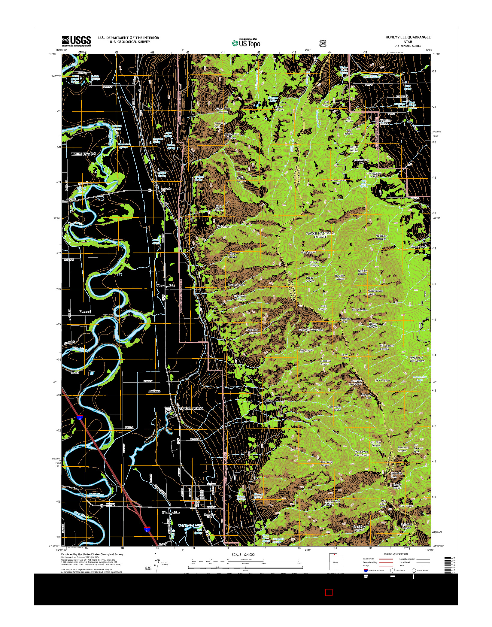 USGS US TOPO 7.5-MINUTE MAP FOR HONEYVILLE, UT 2014
