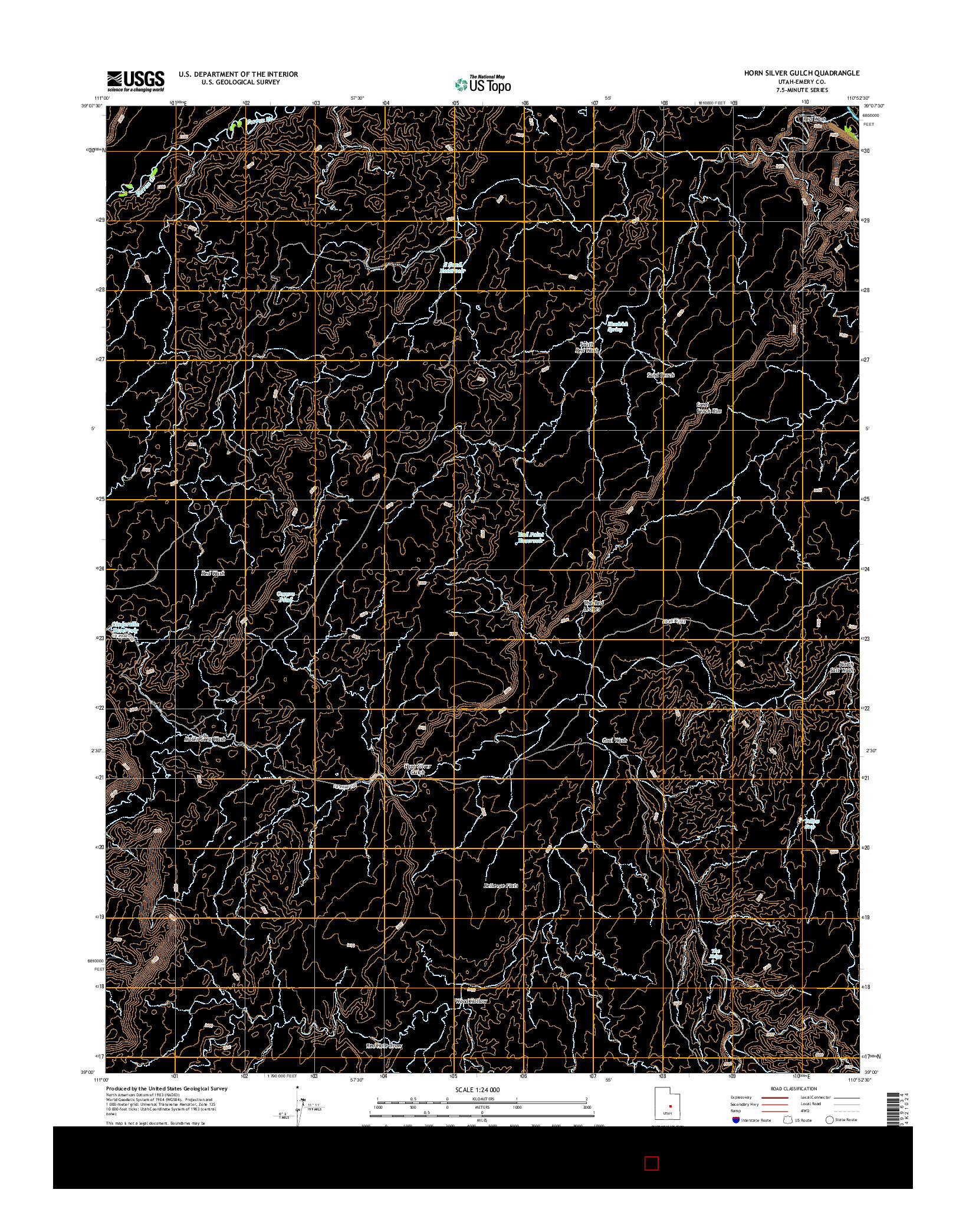 USGS US TOPO 7.5-MINUTE MAP FOR HORN SILVER GULCH, UT 2014