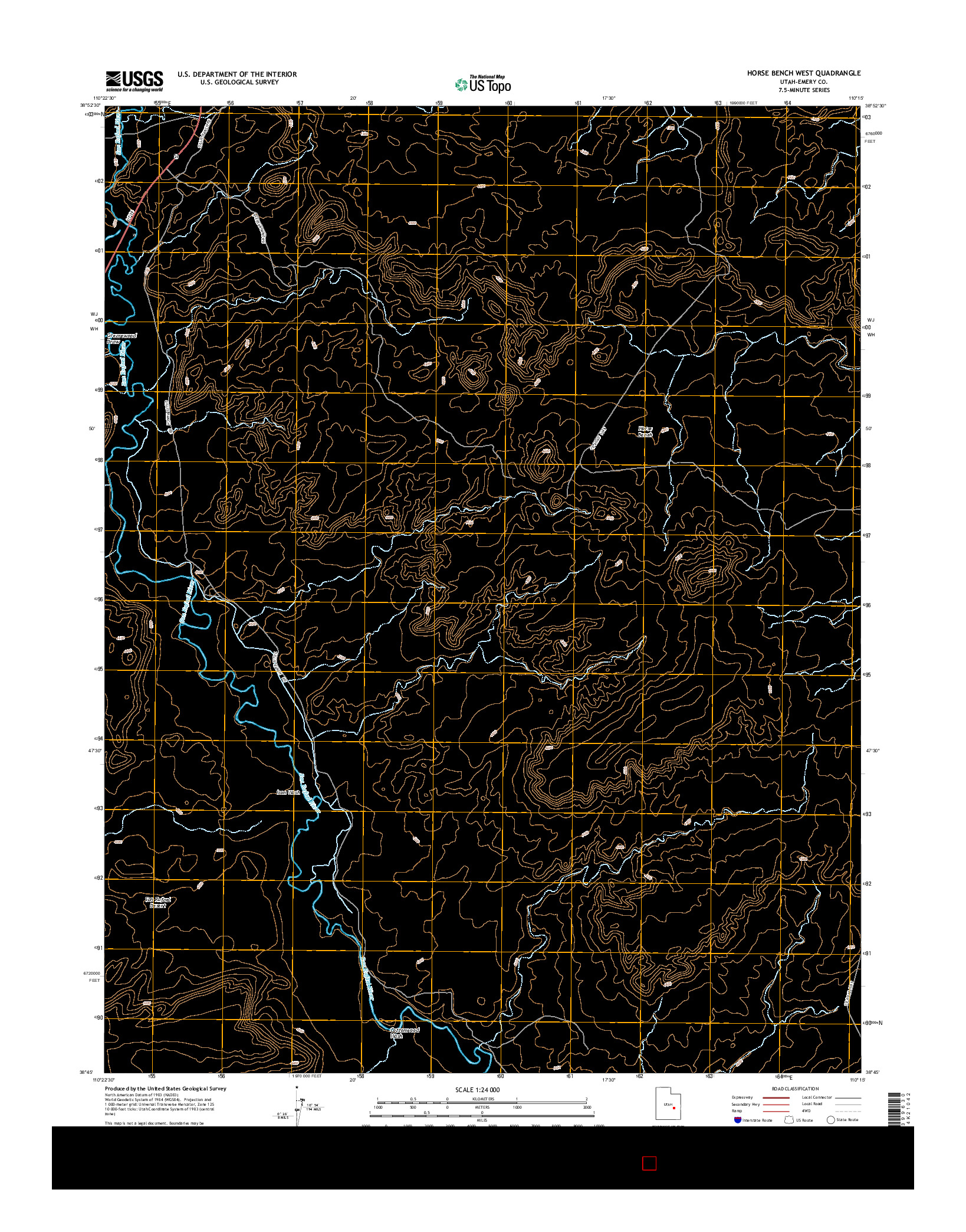 USGS US TOPO 7.5-MINUTE MAP FOR HORSE BENCH WEST, UT 2014