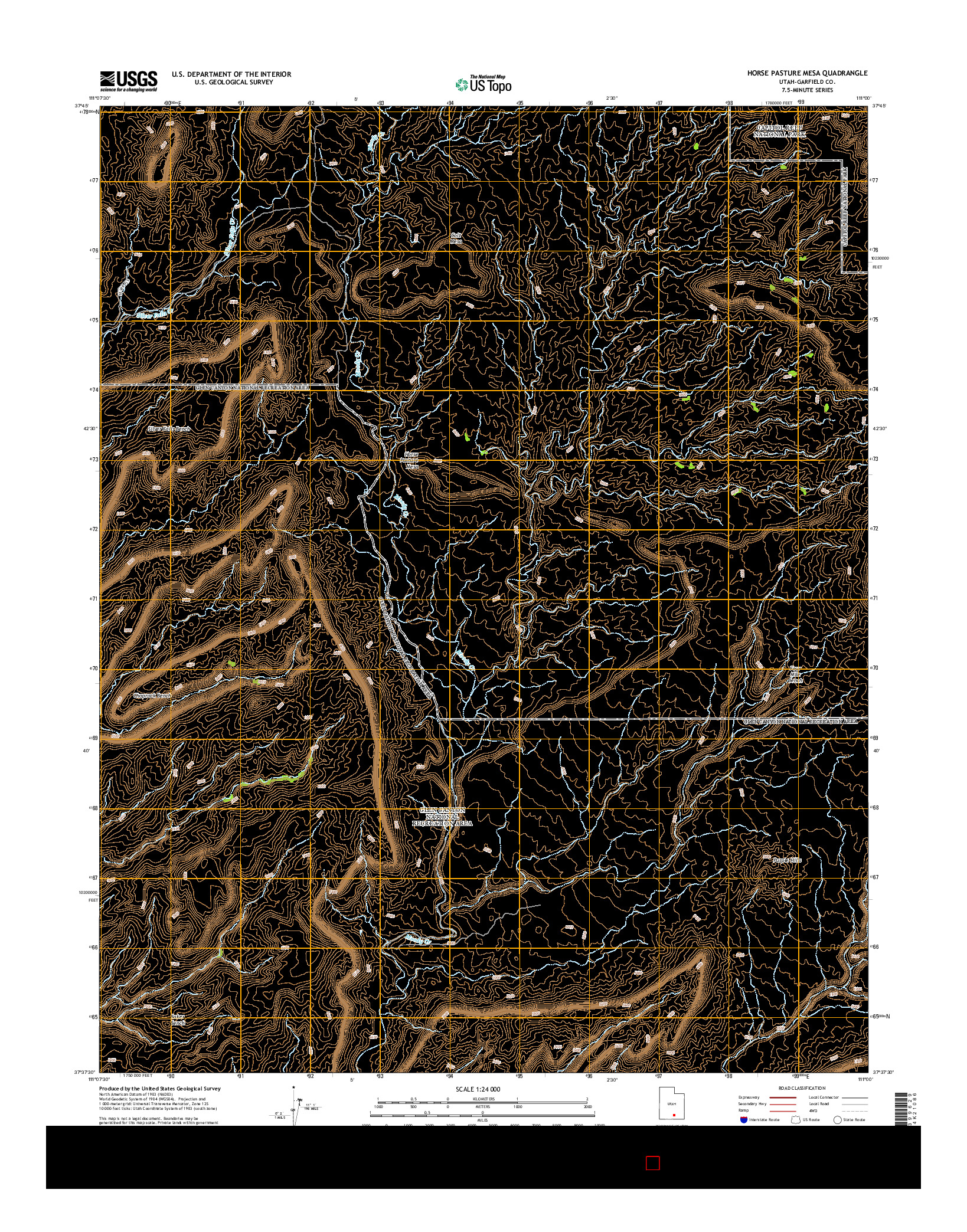 USGS US TOPO 7.5-MINUTE MAP FOR HORSE PASTURE MESA, UT 2014