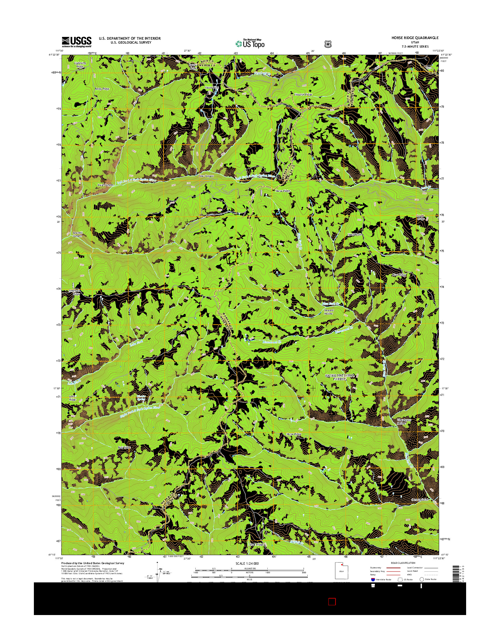 USGS US TOPO 7.5-MINUTE MAP FOR HORSE RIDGE, UT 2014