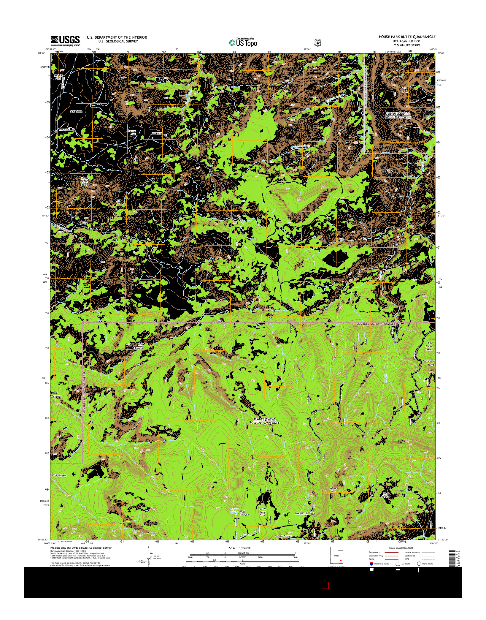 USGS US TOPO 7.5-MINUTE MAP FOR HOUSE PARK BUTTE, UT 2014