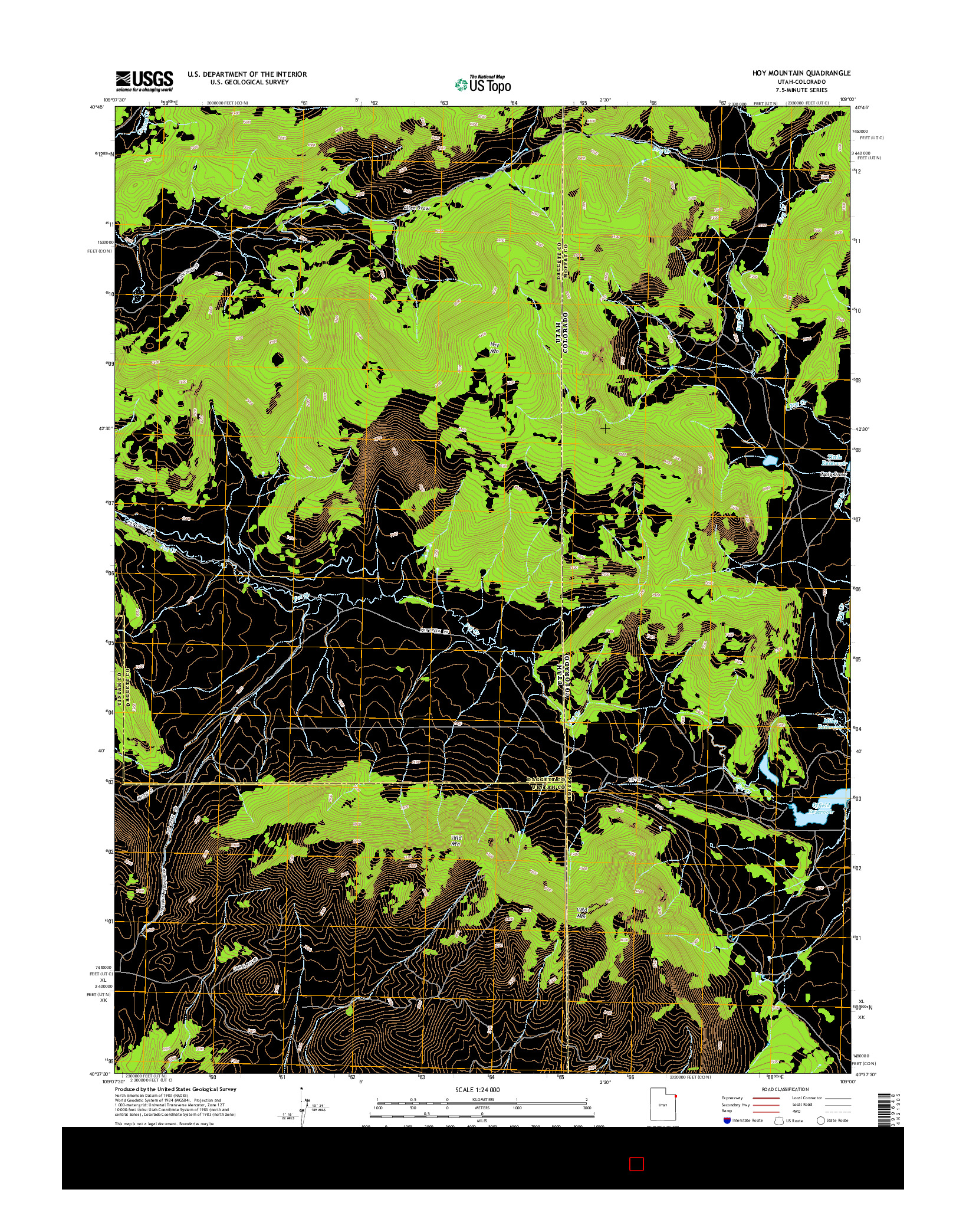 USGS US TOPO 7.5-MINUTE MAP FOR HOY MOUNTAIN, UT-CO 2014