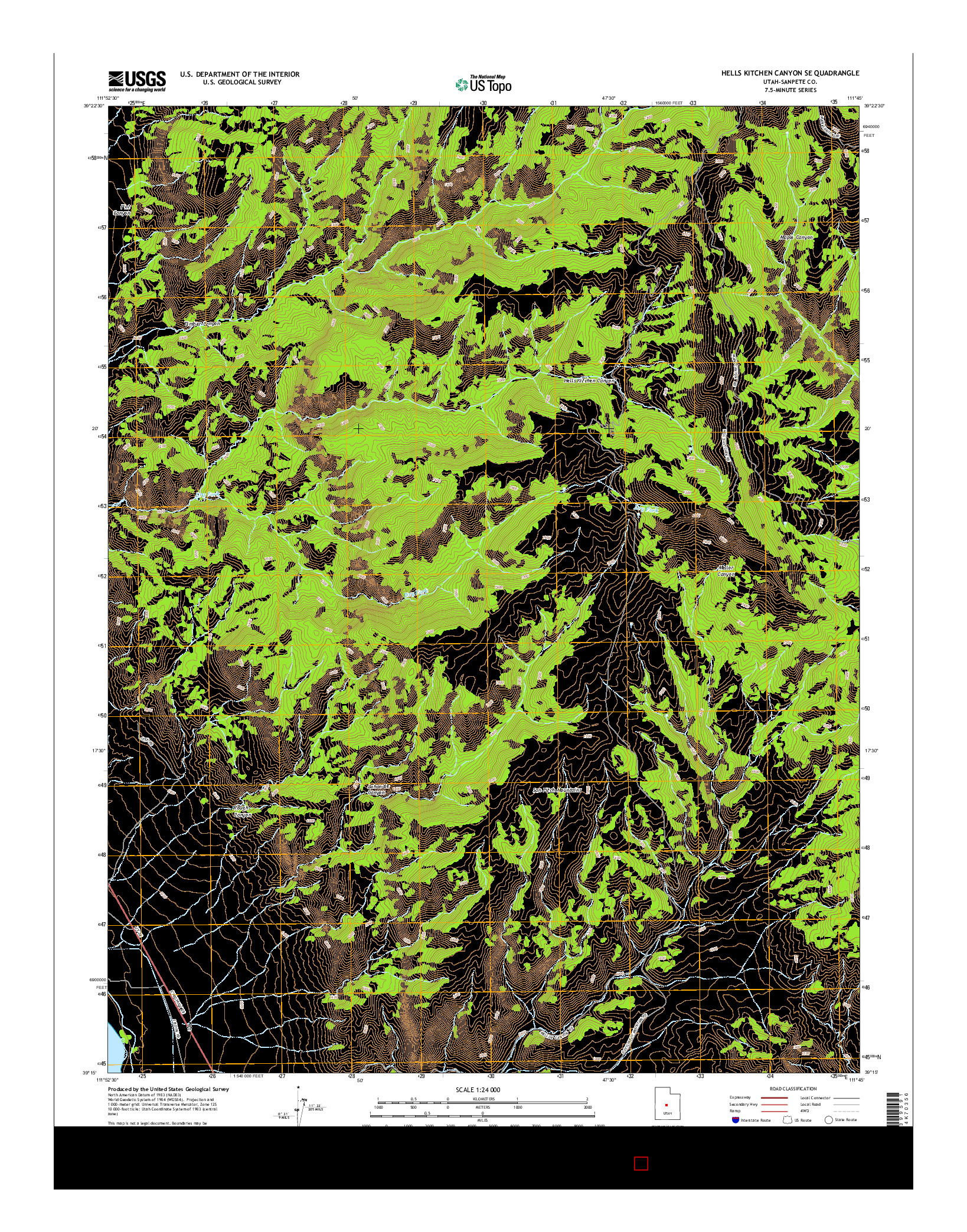 USGS US TOPO 7.5-MINUTE MAP FOR HELLS KITCHEN CANYON SE, UT 2014