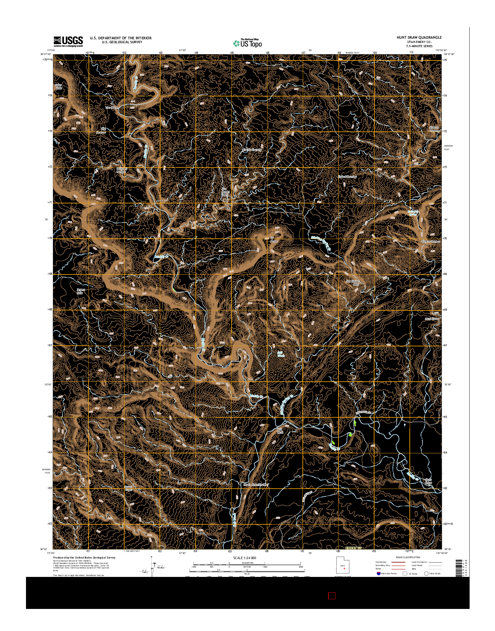 USGS US TOPO 7.5-MINUTE MAP FOR HUNT DRAW, UT 2014