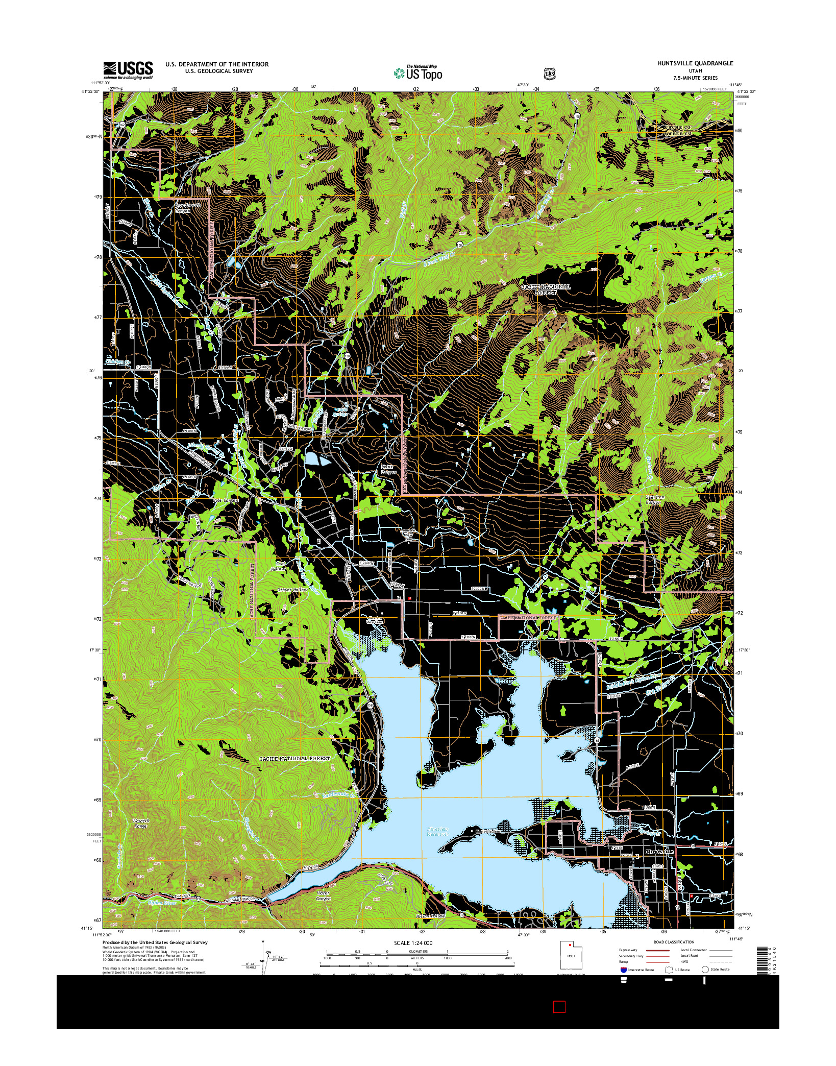 USGS US TOPO 7.5-MINUTE MAP FOR HUNTSVILLE, UT 2014