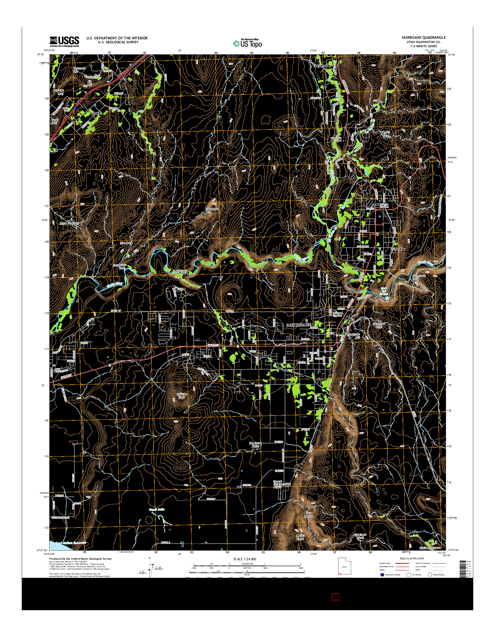 USGS US TOPO 7.5-MINUTE MAP FOR HURRICANE, UT 2014