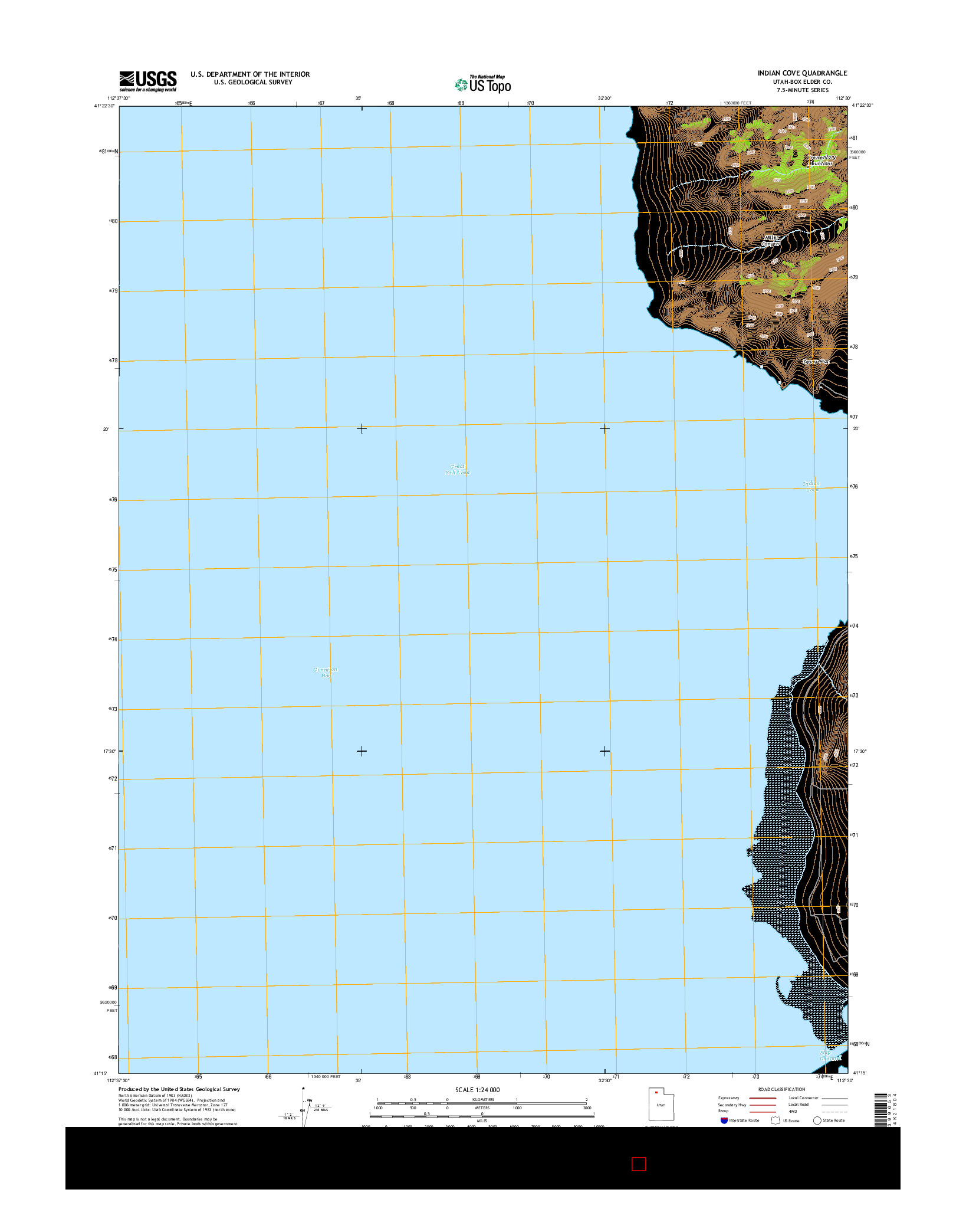 USGS US TOPO 7.5-MINUTE MAP FOR INDIAN COVE, UT 2014