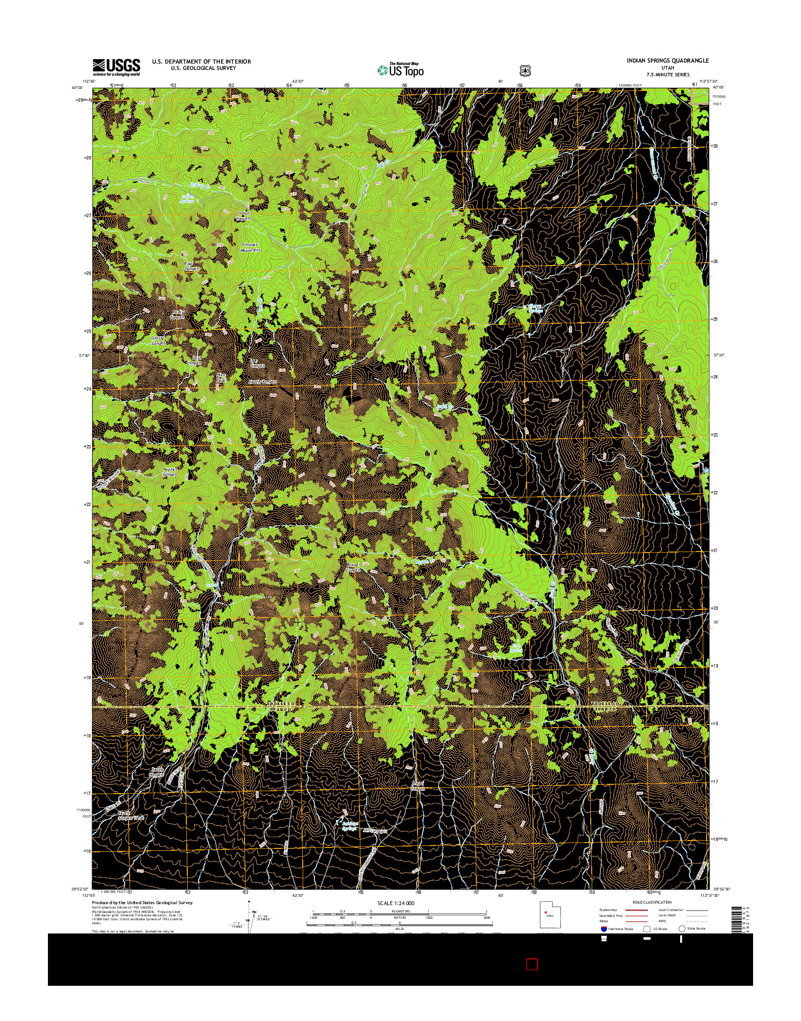 USGS US TOPO 7.5-MINUTE MAP FOR INDIAN SPRINGS, UT 2014