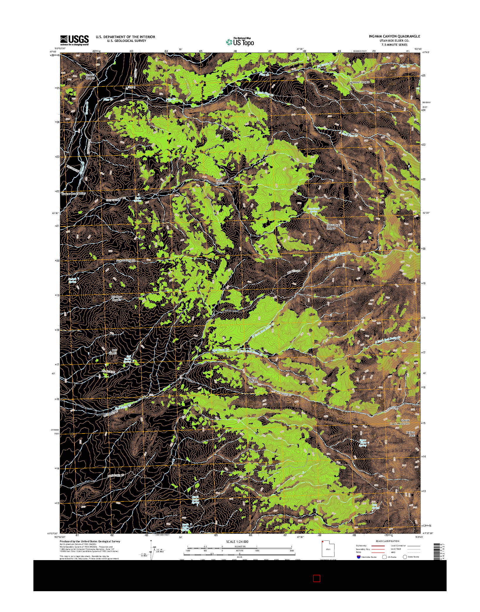 USGS US TOPO 7.5-MINUTE MAP FOR INGHAM CANYON, UT 2014
