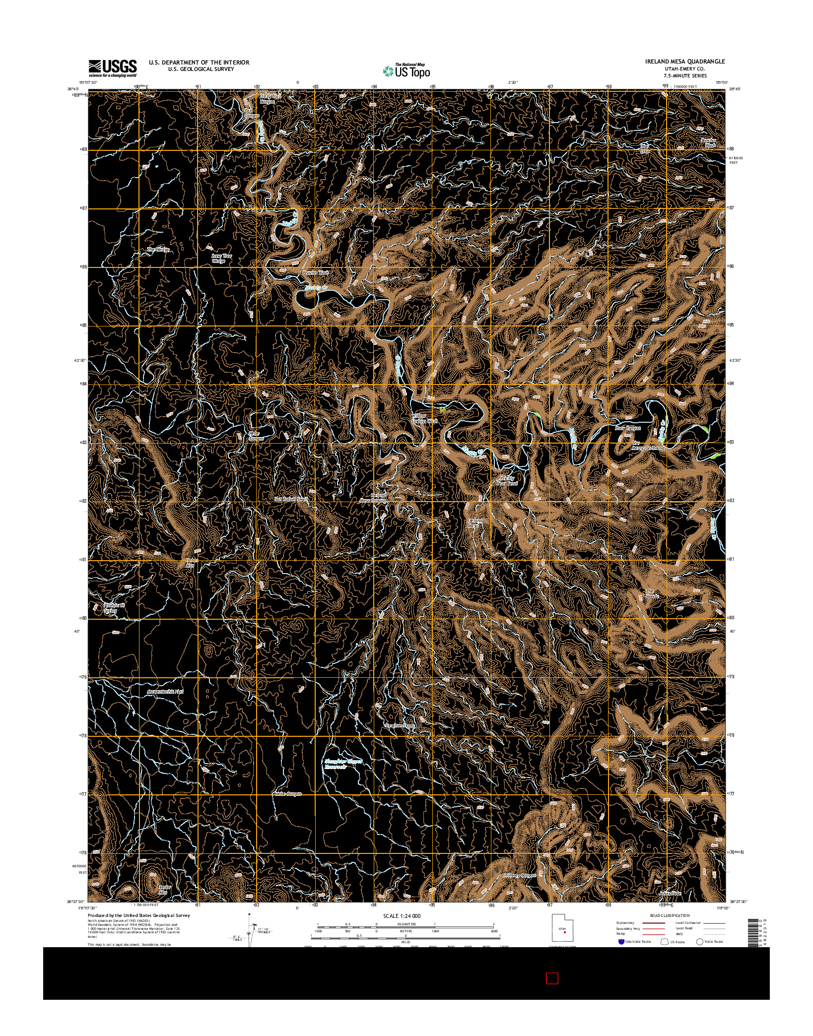 USGS US TOPO 7.5-MINUTE MAP FOR IRELAND MESA, UT 2014