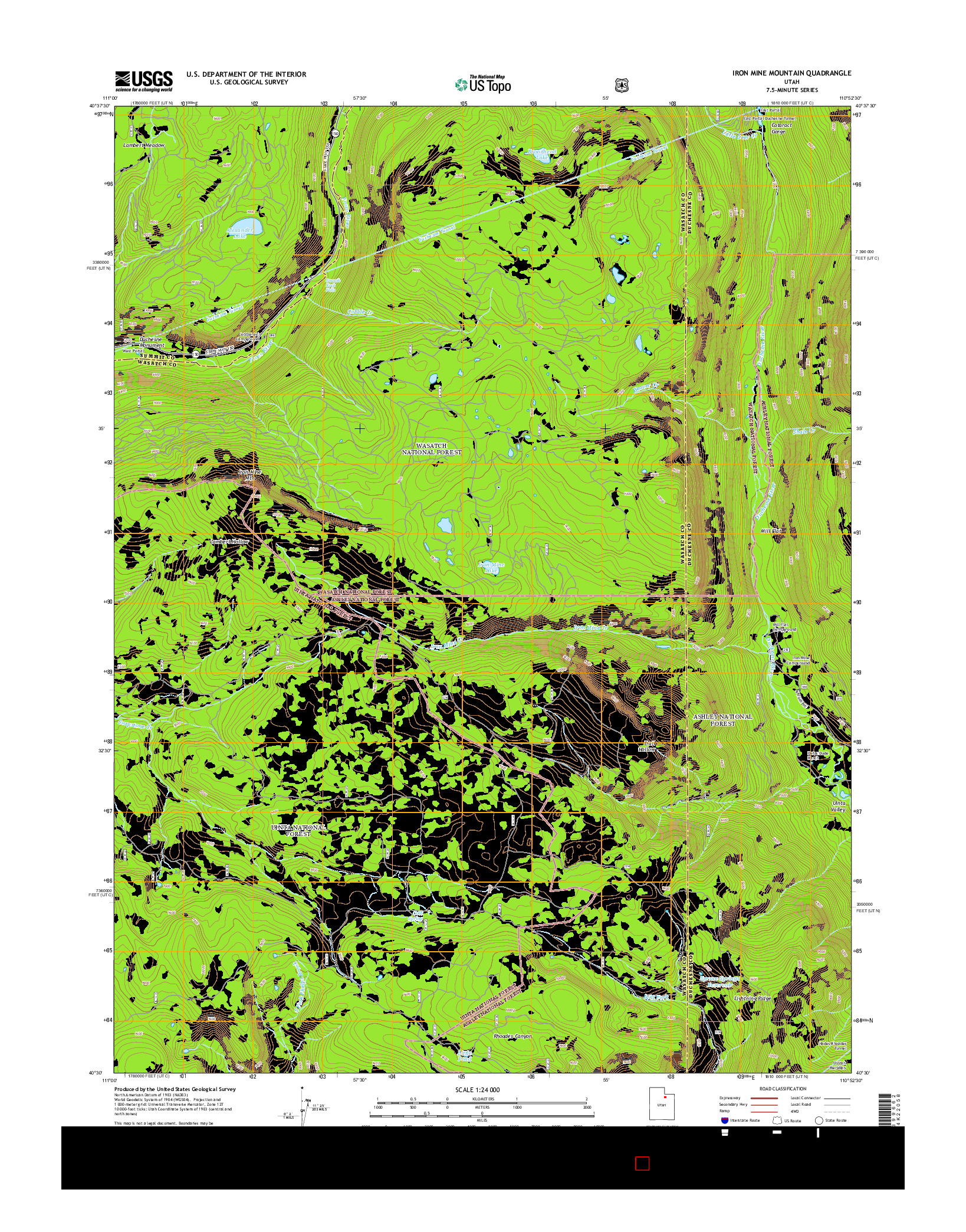 USGS US TOPO 7.5-MINUTE MAP FOR IRON MINE MOUNTAIN, UT 2014