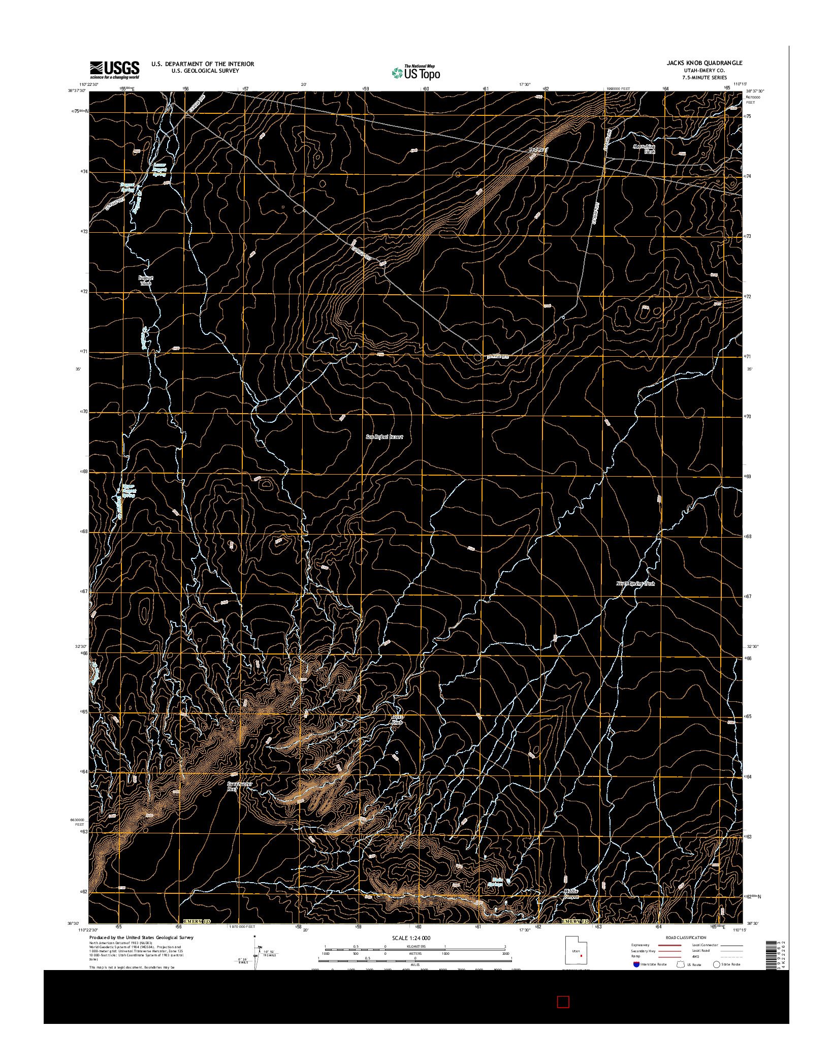 USGS US TOPO 7.5-MINUTE MAP FOR JACKS KNOB, UT 2014