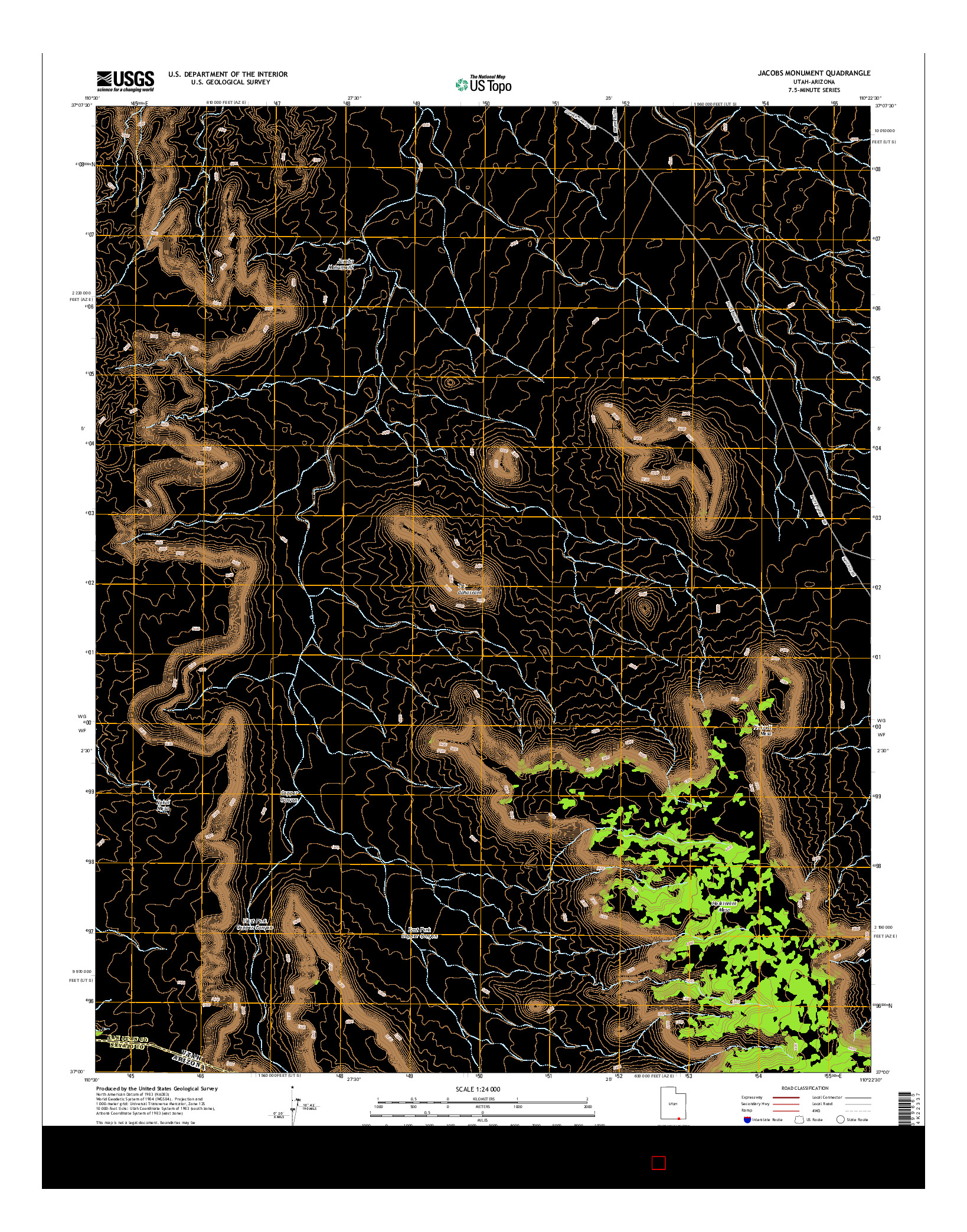 USGS US TOPO 7.5-MINUTE MAP FOR JACOBS MONUMENT, UT-AZ 2014