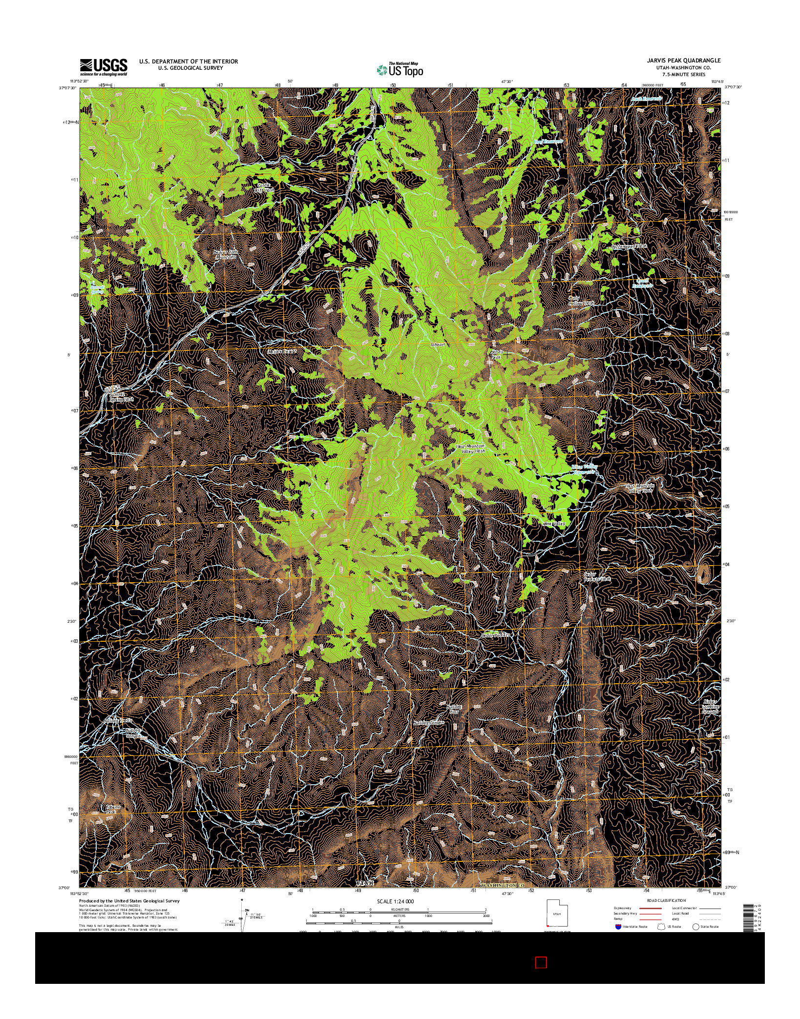 USGS US TOPO 7.5-MINUTE MAP FOR JARVIS PEAK, UT 2014