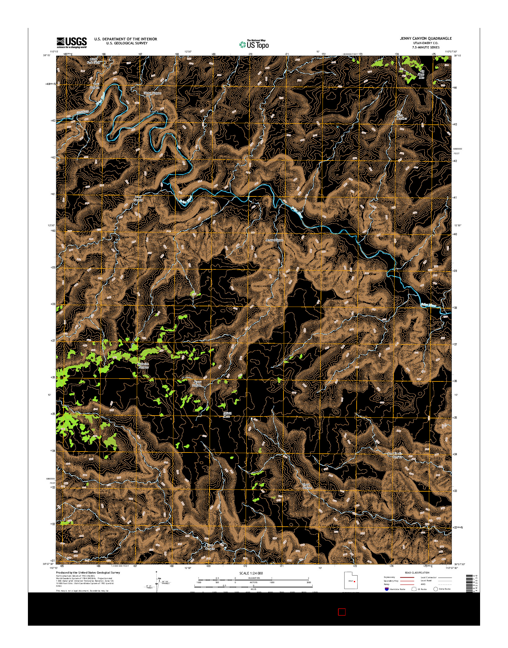 USGS US TOPO 7.5-MINUTE MAP FOR JENNY CANYON, UT 2014