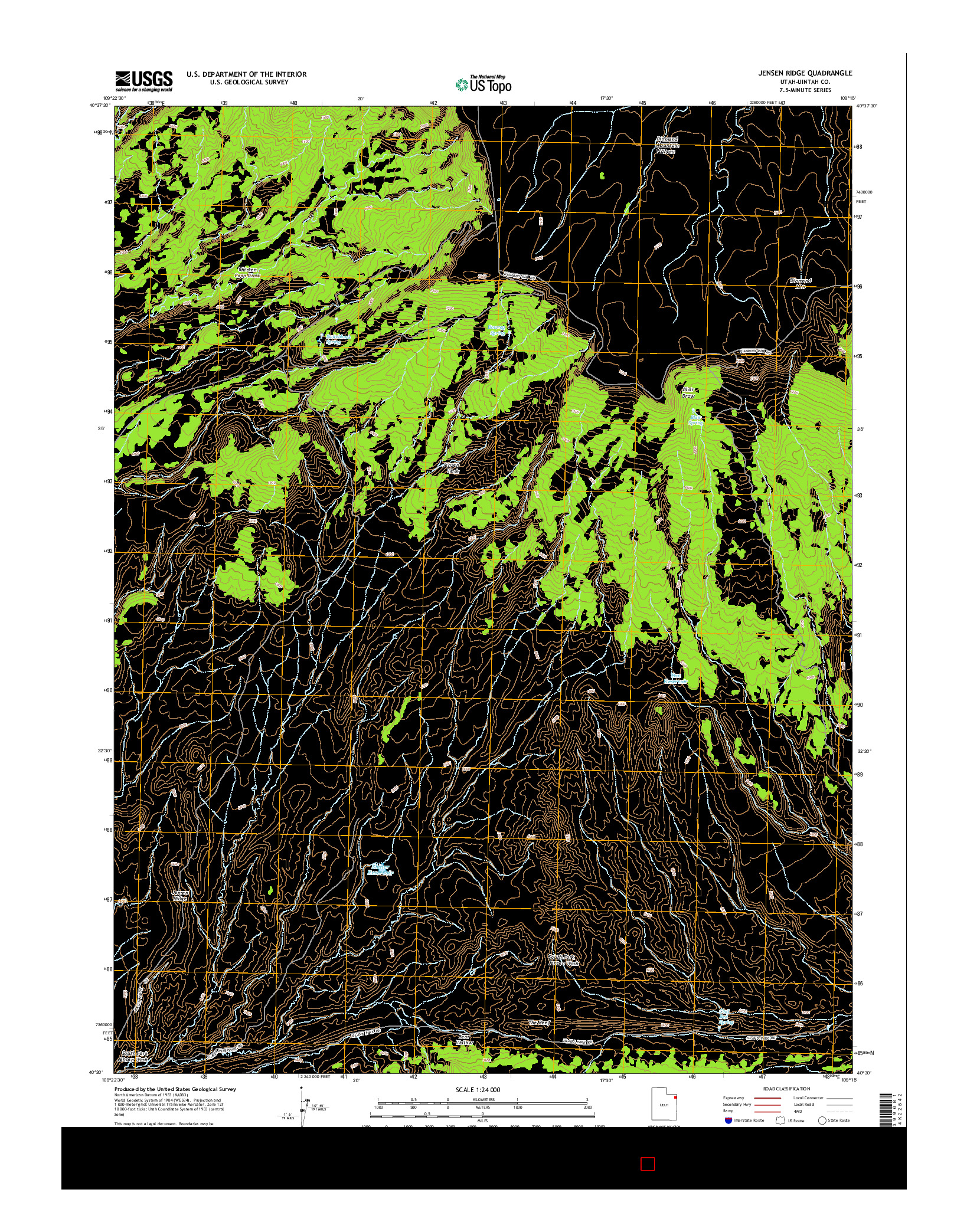 USGS US TOPO 7.5-MINUTE MAP FOR JENSEN RIDGE, UT 2014