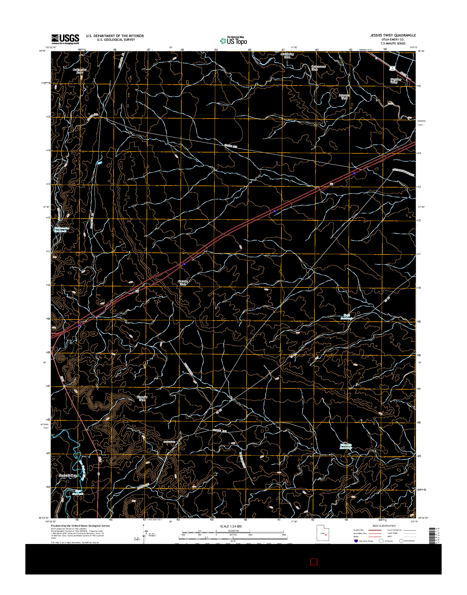 USGS US TOPO 7.5-MINUTE MAP FOR JESSIES TWIST, UT 2014