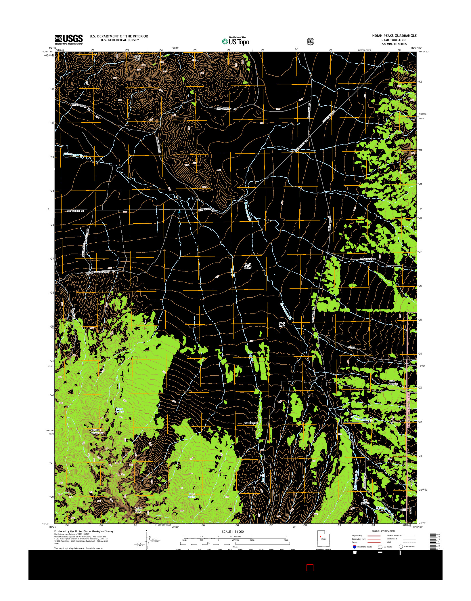 USGS US TOPO 7.5-MINUTE MAP FOR INDIAN PEAKS, UT 2014