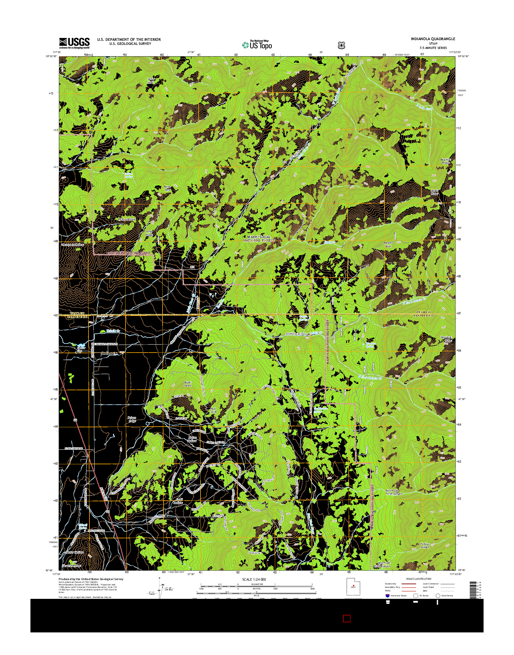 USGS US TOPO 7.5-MINUTE MAP FOR INDIANOLA, UT 2014