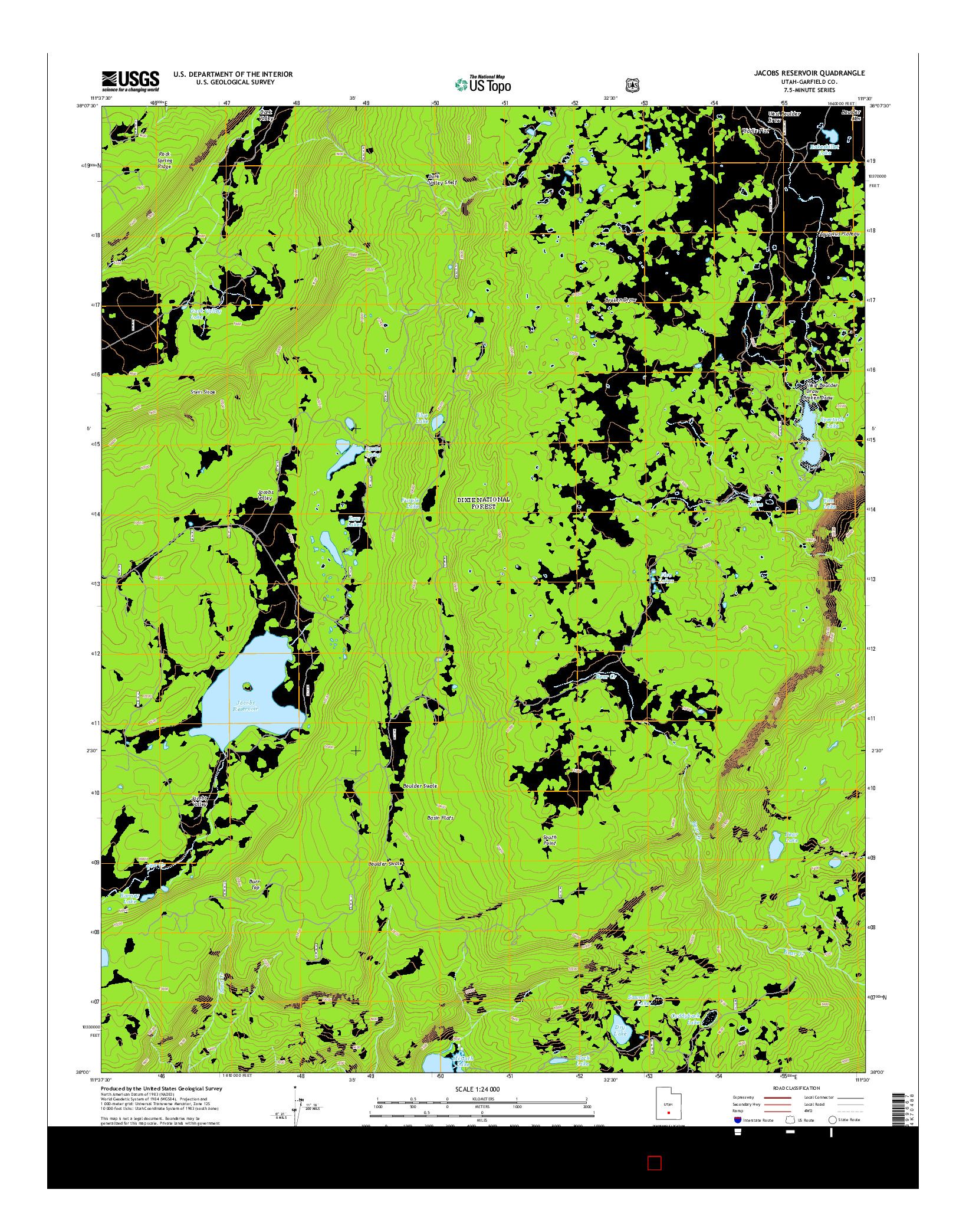 USGS US TOPO 7.5-MINUTE MAP FOR JACOBS RESERVOIR, UT 2014