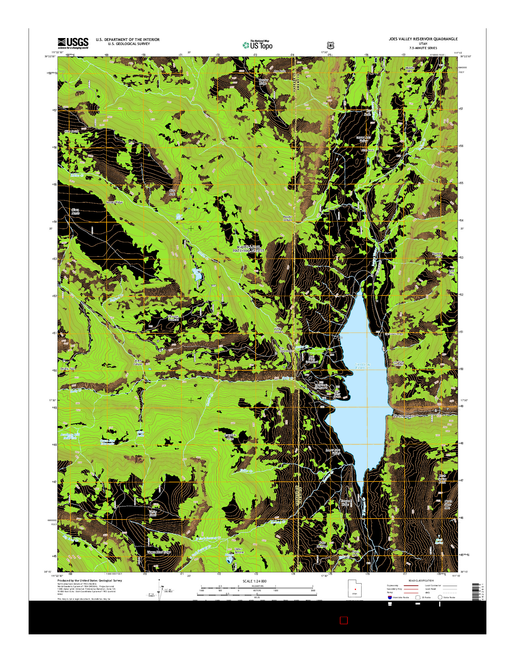 USGS US TOPO 7.5-MINUTE MAP FOR JOES VALLEY RESERVOIR, UT 2014