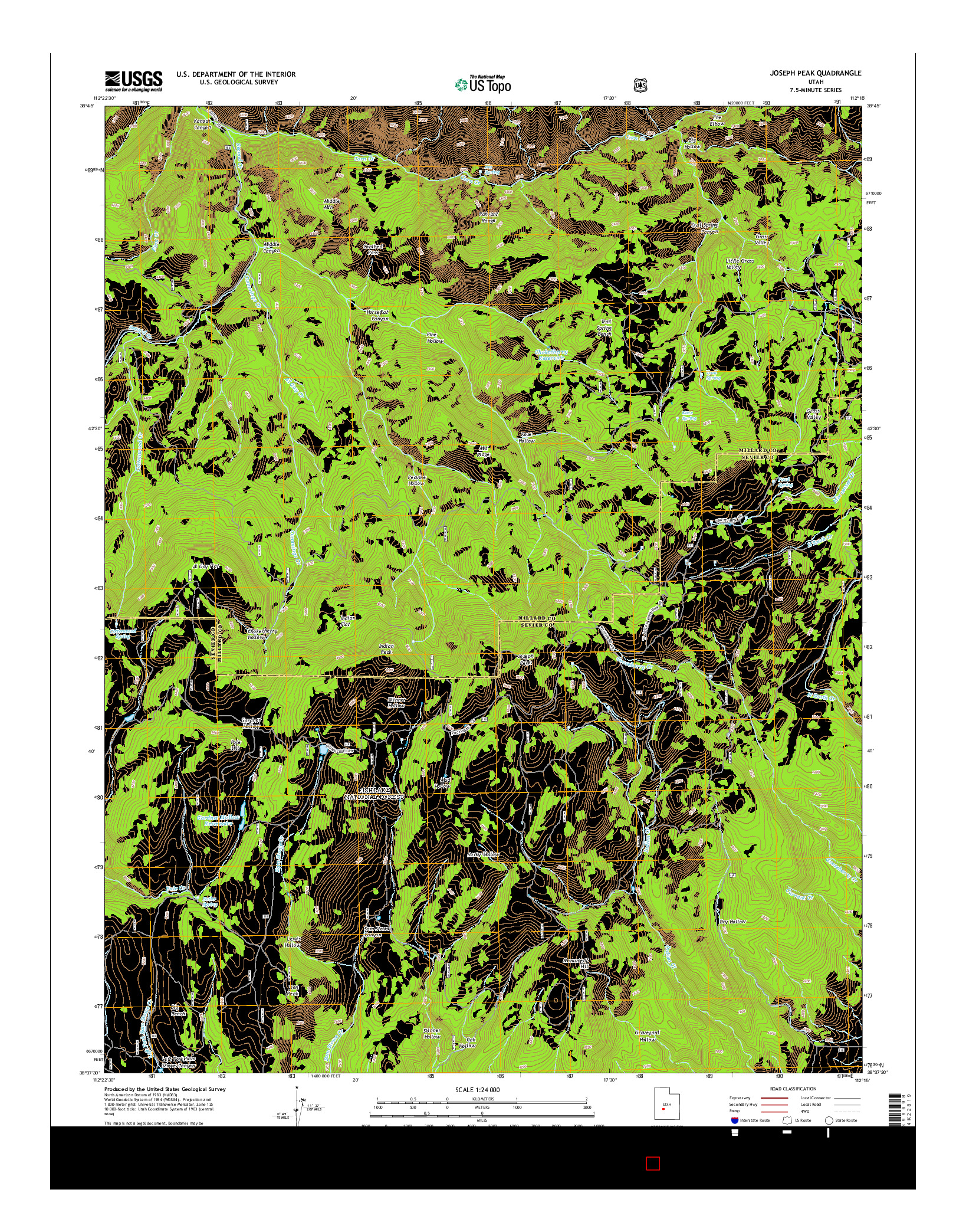 USGS US TOPO 7.5-MINUTE MAP FOR JOSEPH PEAK, UT 2014