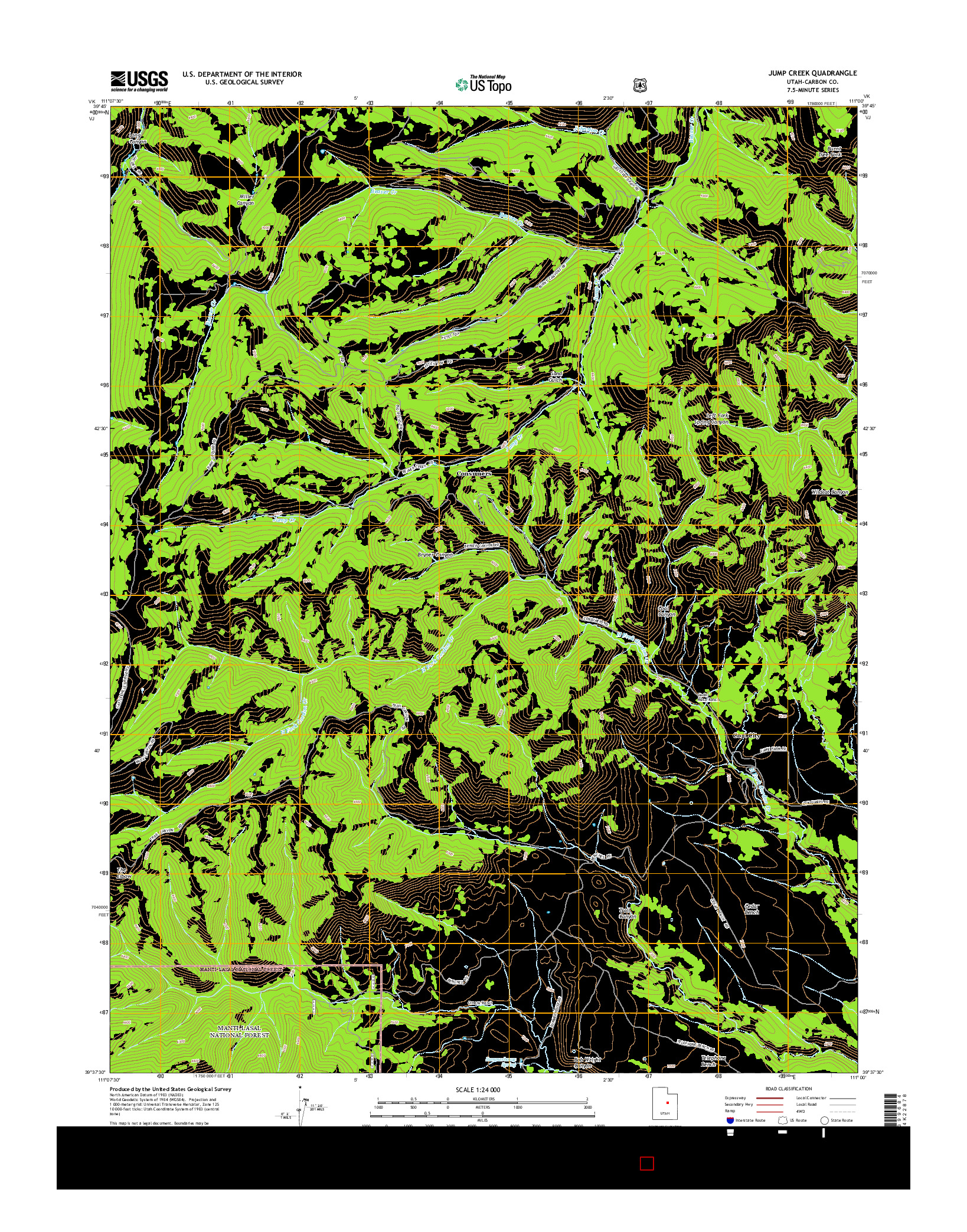 USGS US TOPO 7.5-MINUTE MAP FOR JUMP CREEK, UT 2014