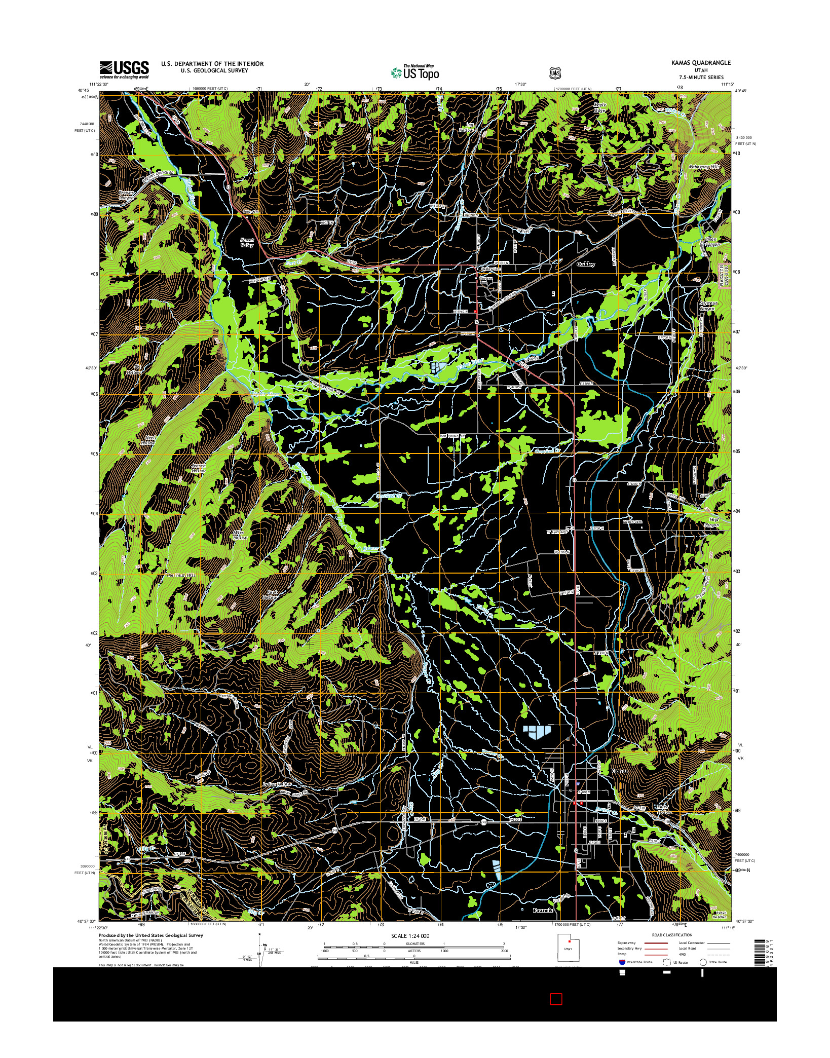 USGS US TOPO 7.5-MINUTE MAP FOR KAMAS, UT 2014