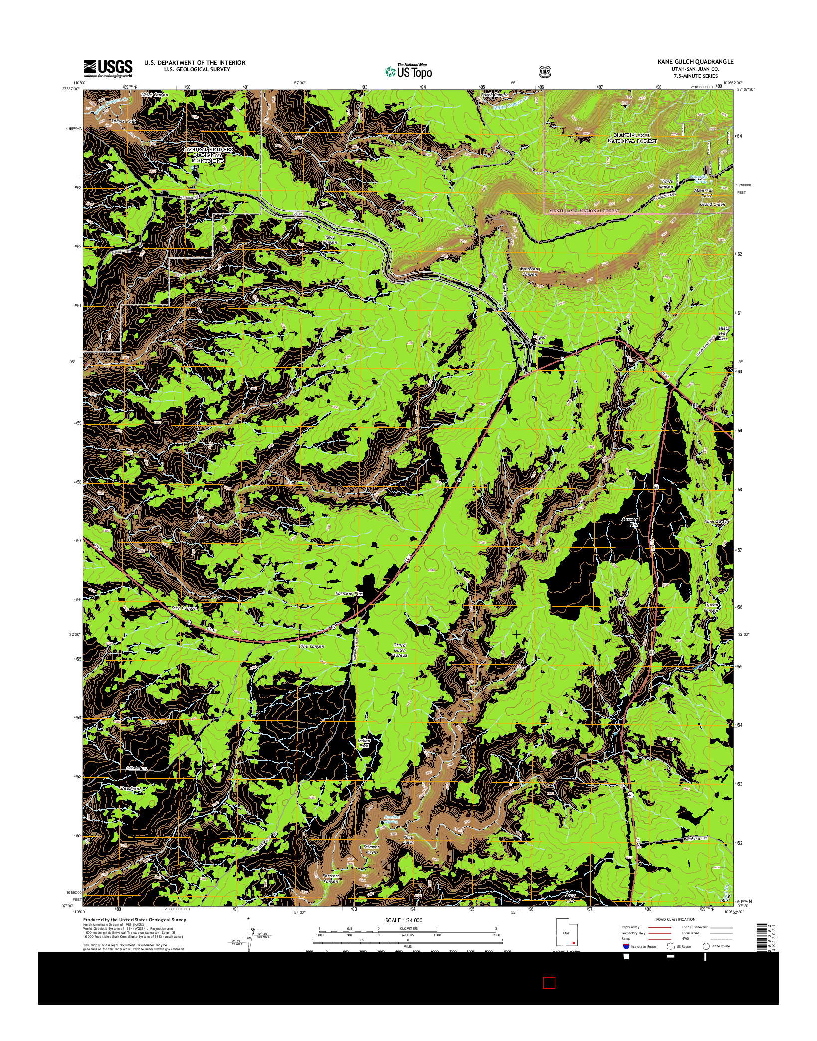 USGS US TOPO 7.5-MINUTE MAP FOR KANE GULCH, UT 2014