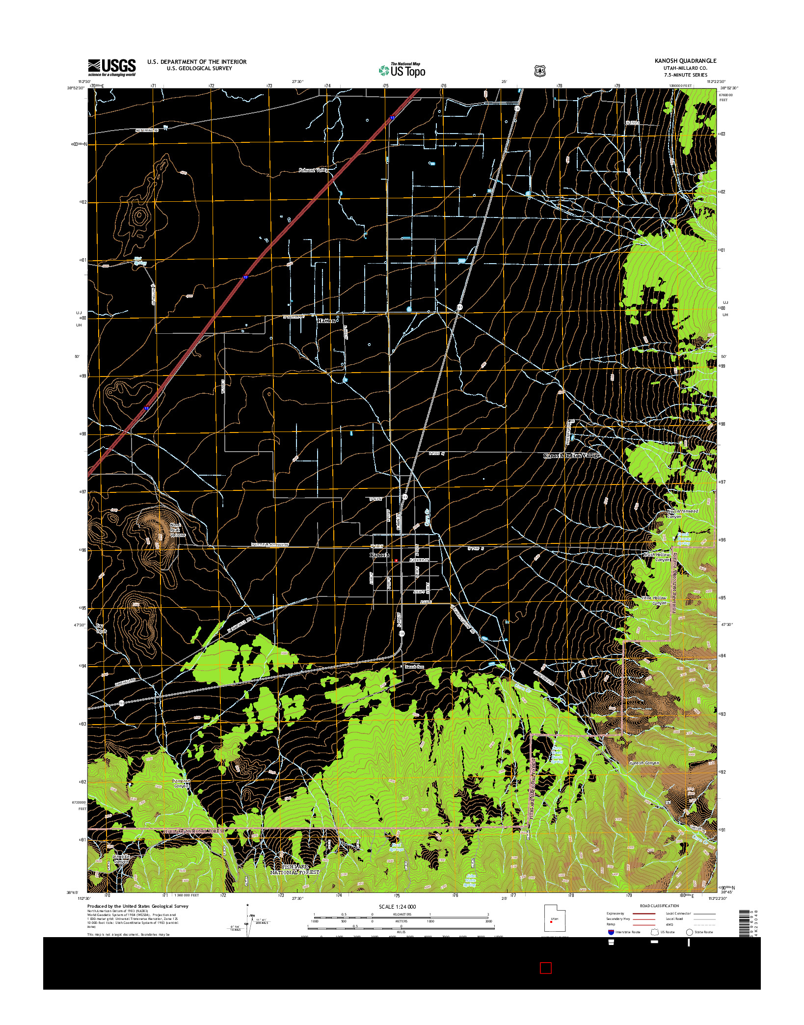 USGS US TOPO 7.5-MINUTE MAP FOR KANOSH, UT 2014