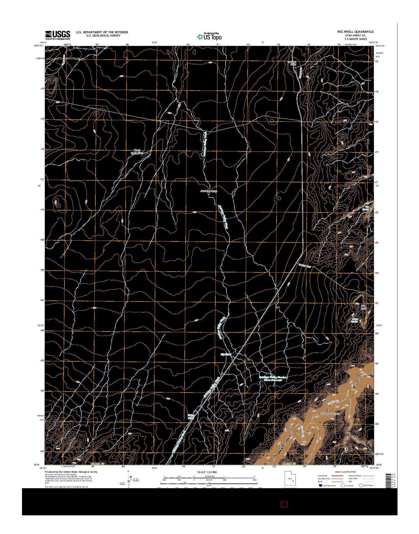USGS US TOPO 7.5-MINUTE MAP FOR KEG KNOLL, UT 2014